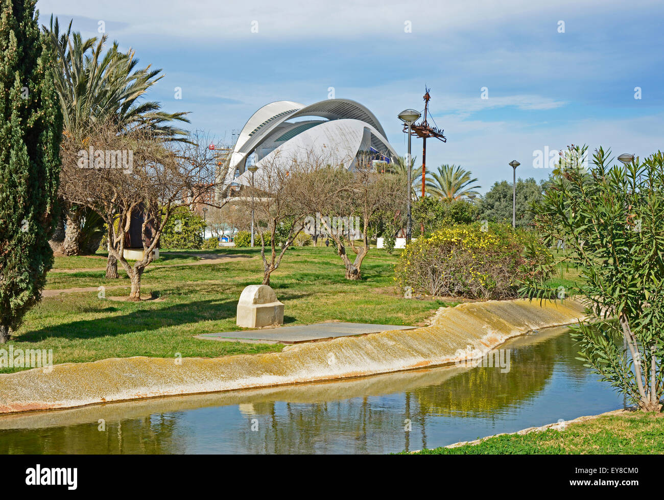 Palau de les Arts (Palace of the Arts) in the Turia Gardens of Valencia. Spain. Stock Photo