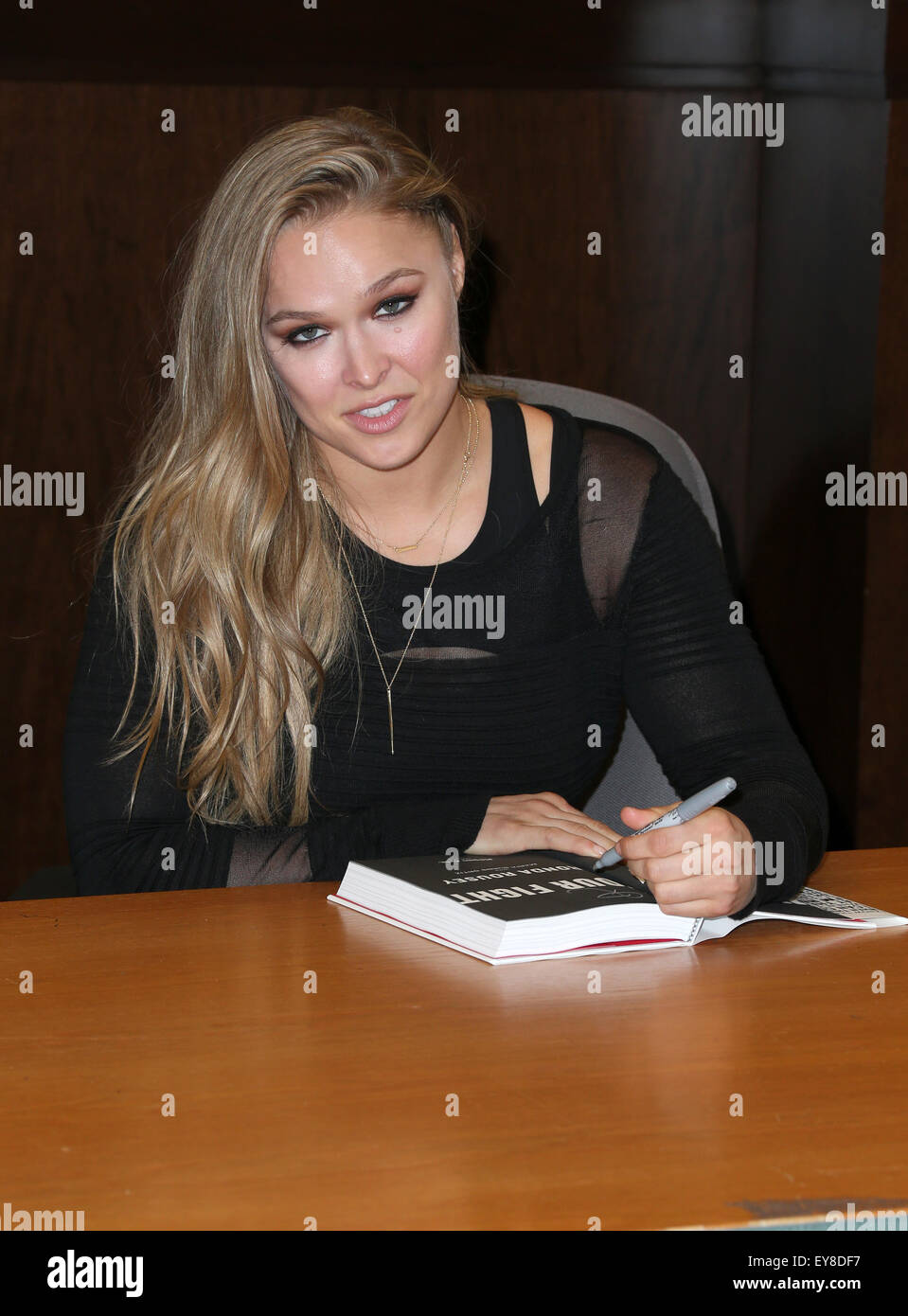 Ronda Rousey Signs Copies Of Her New Book 'My Fight/Your Fight'  Featuring: Ronda Rousey Where: Los Angeles, California, United States When: 22 May 2015 Stock Photo