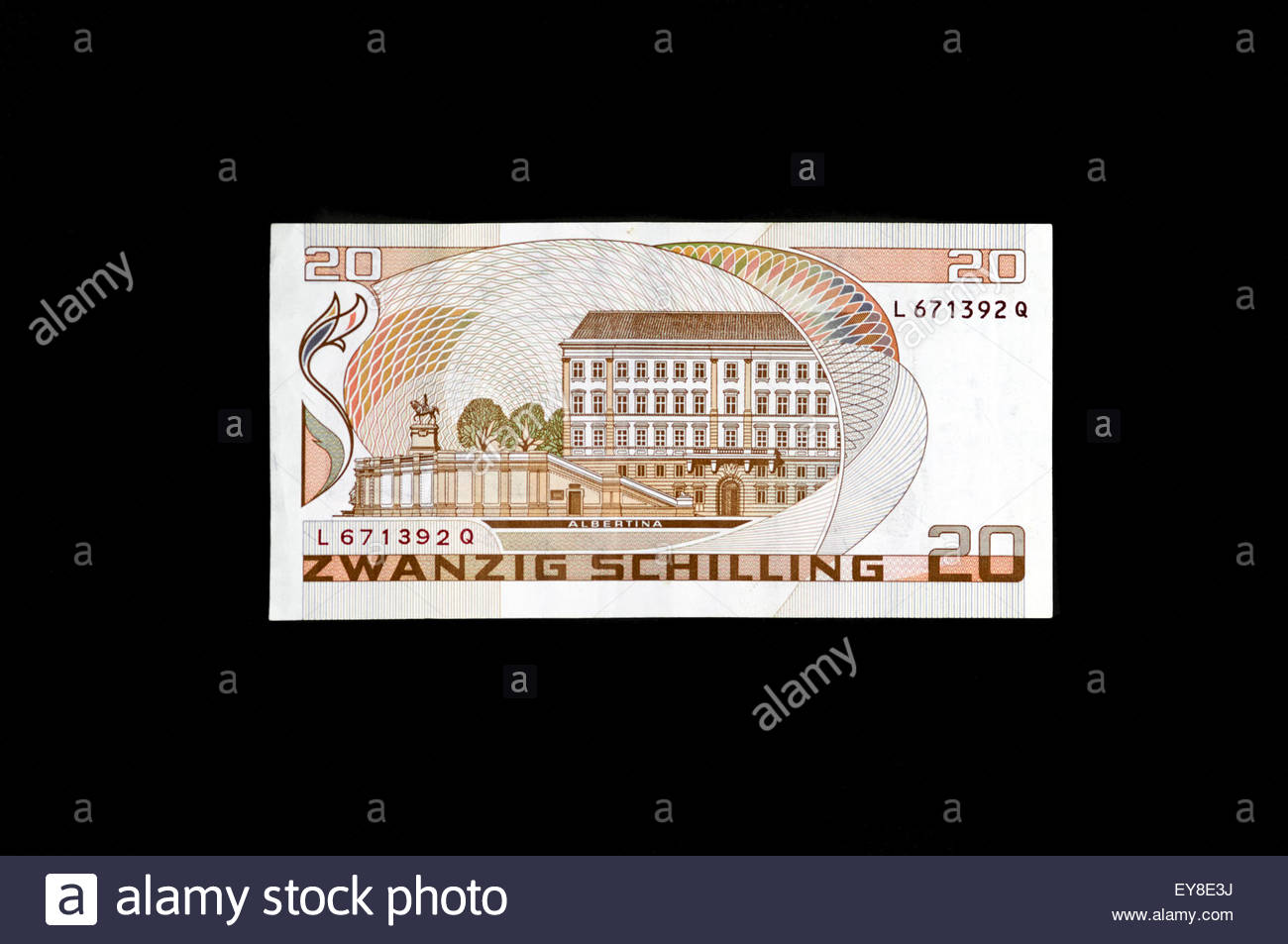 Austrian Schilling Bank Note On A Black Background Stock Photo Alamy