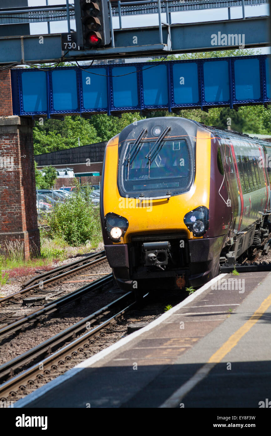 Cross Country train approaching Southampton Central Station in June