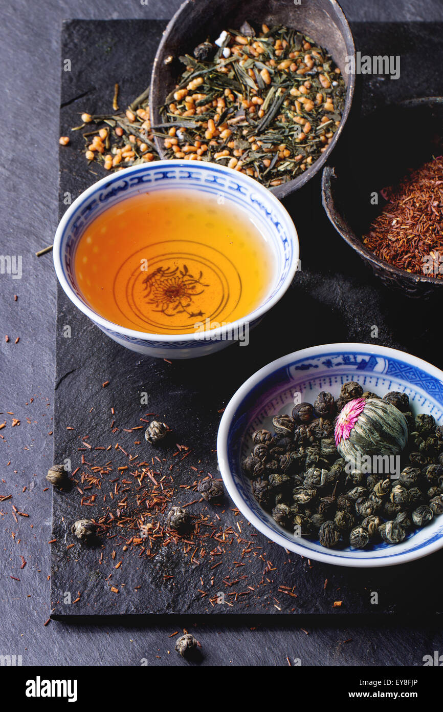 Assorted Made Tea Assortment of dry tea Stock Photo - Alamy