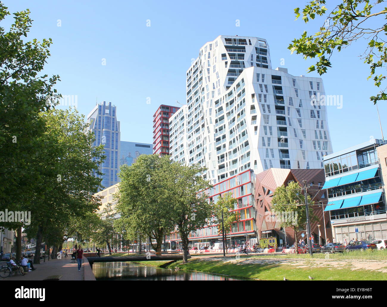 New highrise apartment Complex Calypso at Westersingel canal and