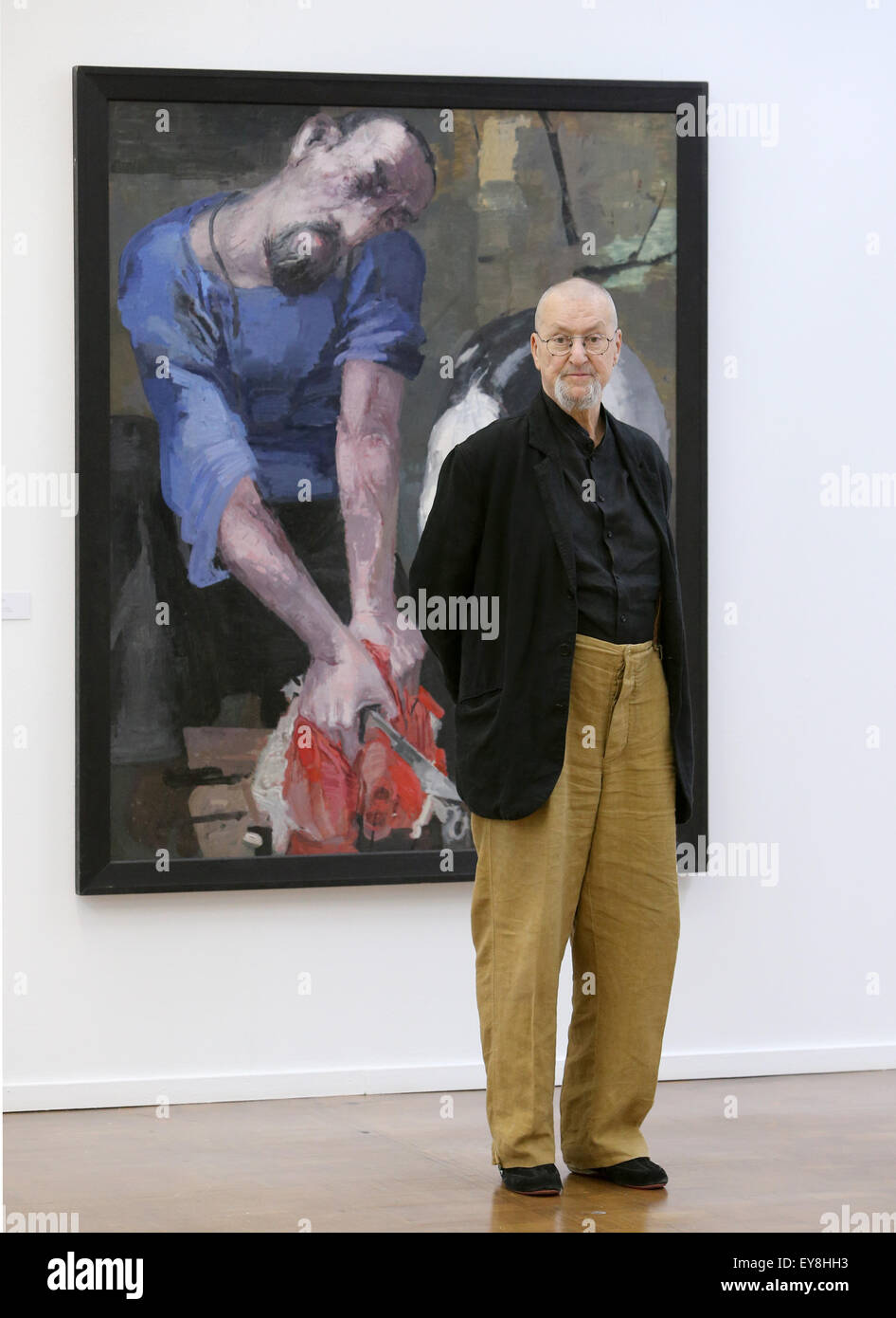 Leipzig-based painter Arno Rink stands in front of his work ...