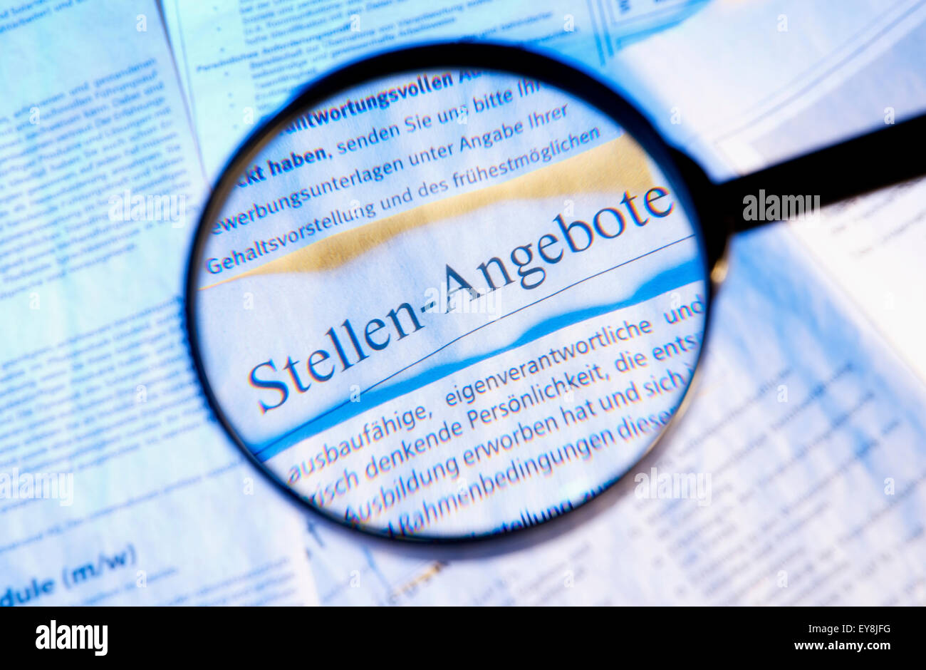 Job offers and Magnifier Stock Photo