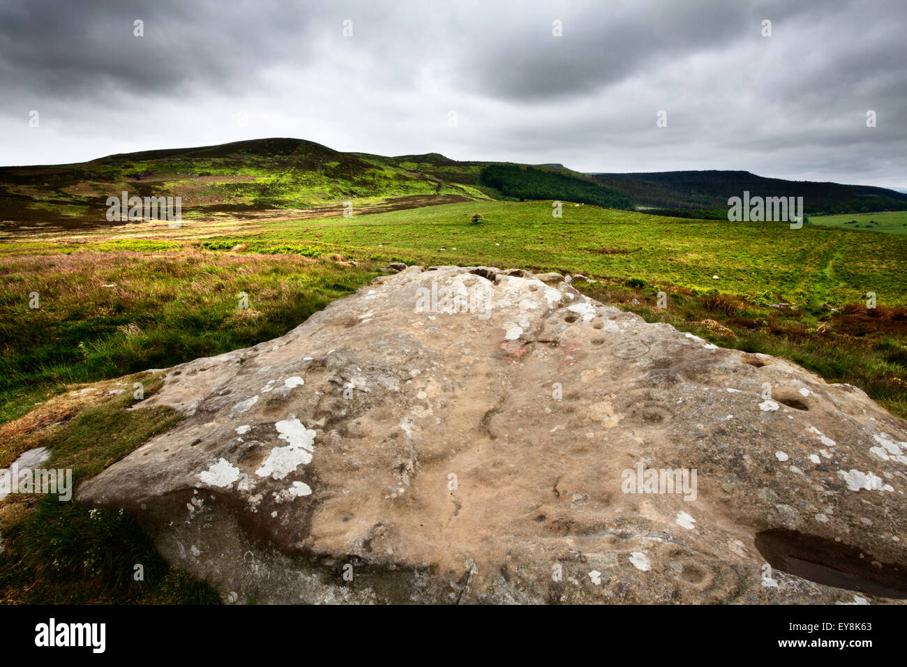 Cup and Ring Marked Rock below the Simonside Hills near Rothbury ...