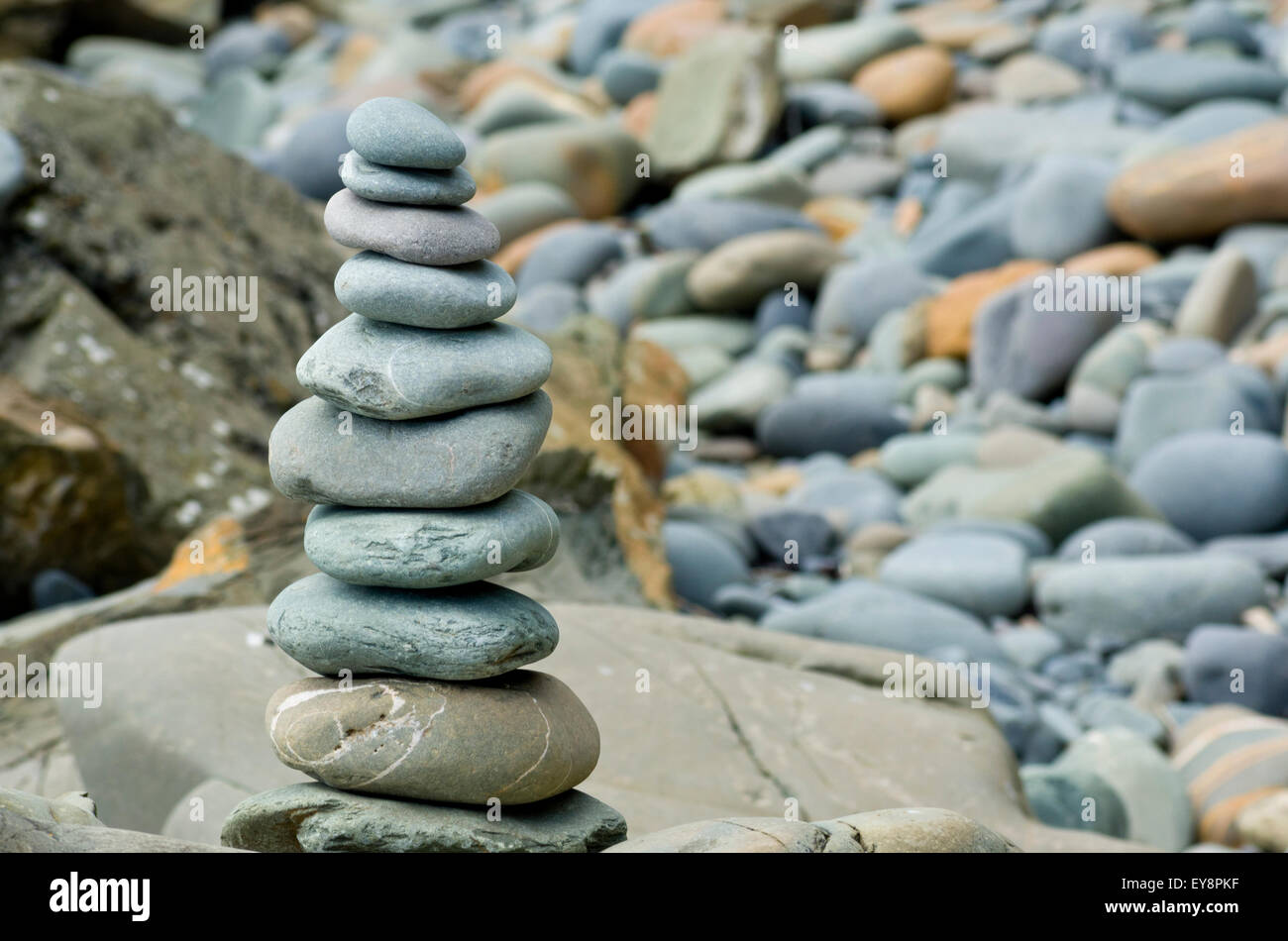 Pile of Pebbles Stacked On Top Of One Another Stock Photo