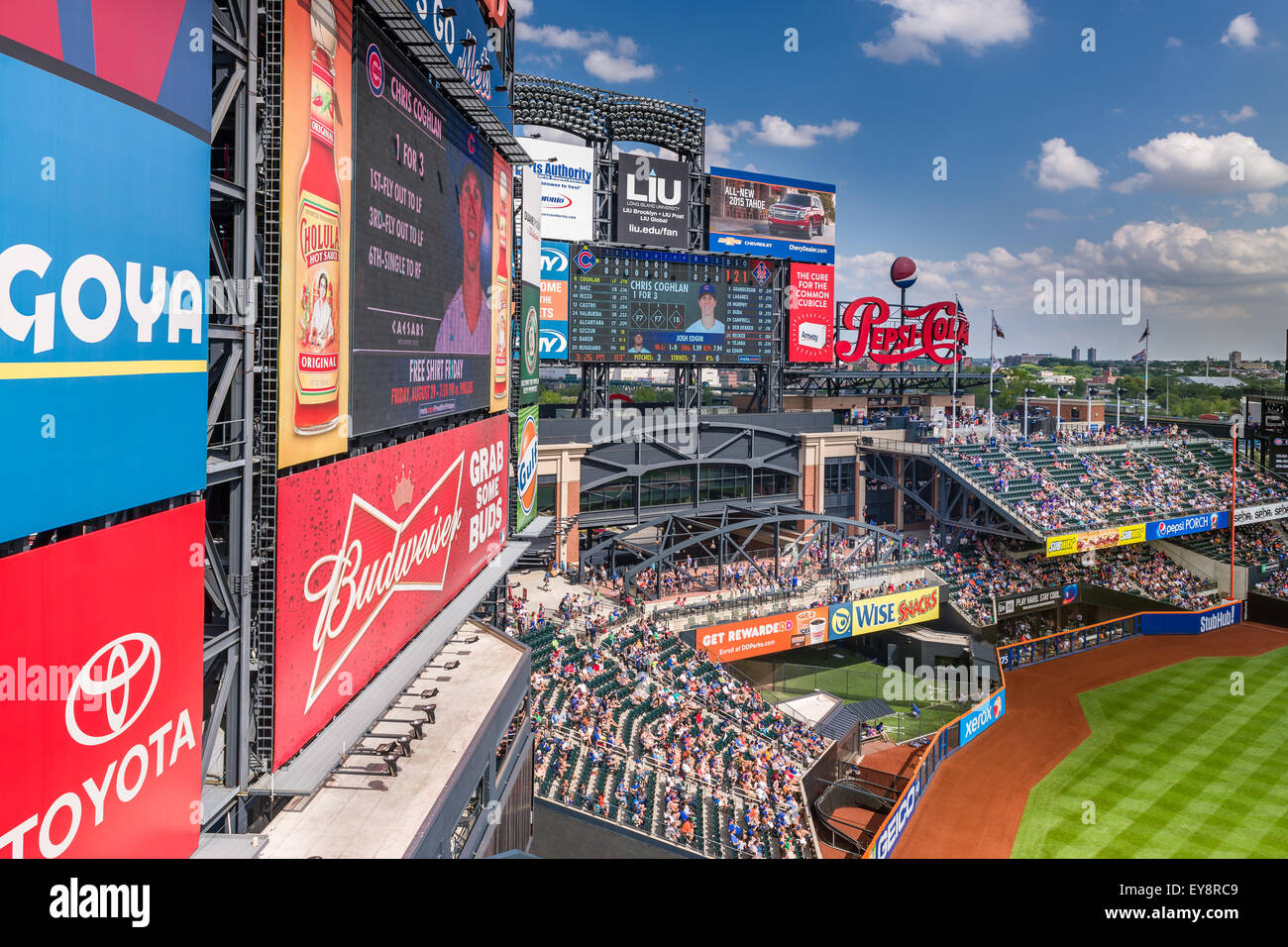 Spectators watch a game at the New York Mets  Citi Field Stadium, Queens, New York - USA. Stock Photo
