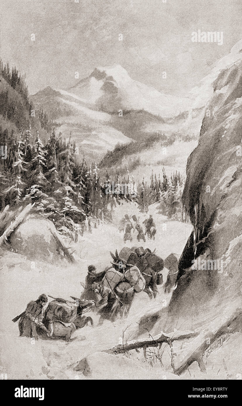 Fremont in The Rocky Mountains, North America during his fourth expedition of 1848.  John Charles Frémont or Fremont,  1813 – 1890.   American military officer, explorer and politician. Stock Photo