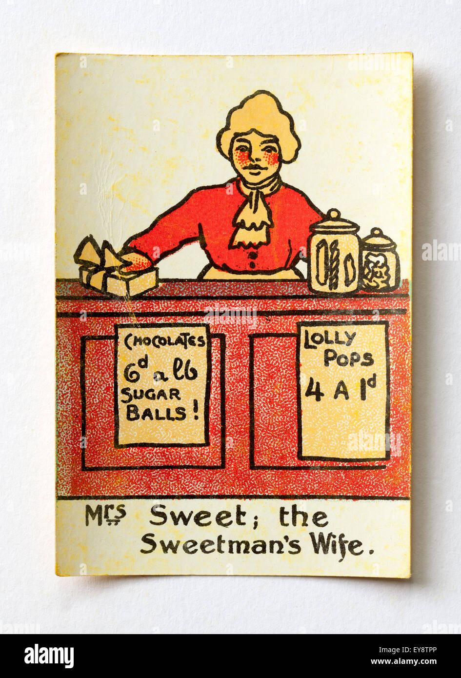 Mrs Sweet the Sweetman's Wife Playing Card from Happy Families Cards Game Stock Photo