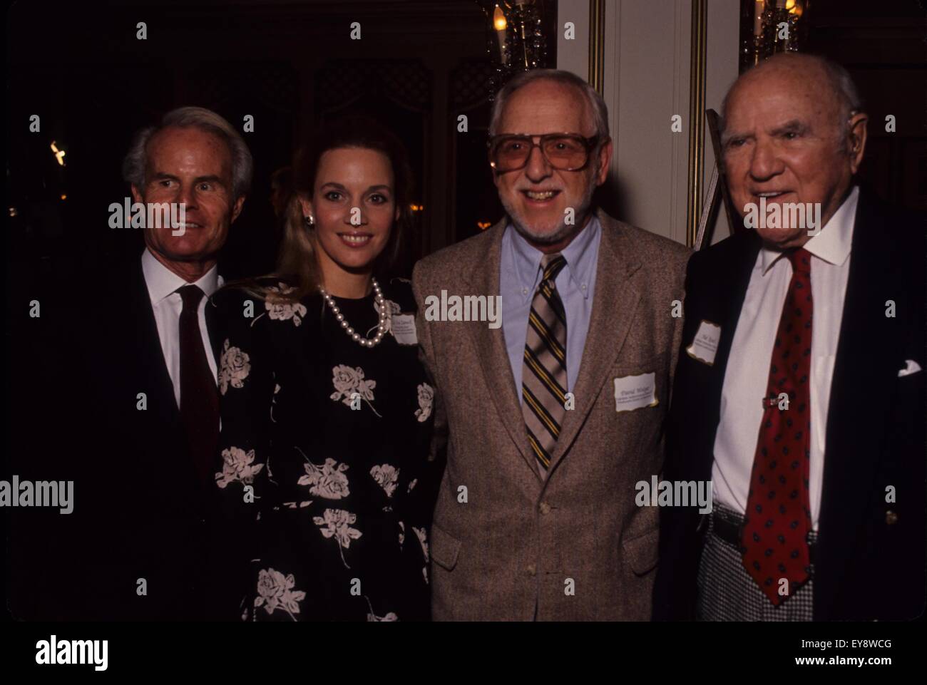 DAVID WOLPER with Richard Zanuck with wife, Lili Fini and Hal Roach 1990.f9673. (Credit Image: © Bob V. Noble/Globe Photos via ZUMA Wire via ZUMA Wire) Stock Photo