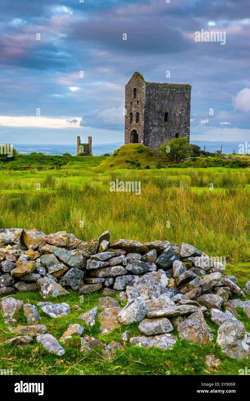 Engine Houses at Wheal Jenkin mine on Bodmin Moor at Minions, Cornwall, England Stock Photo