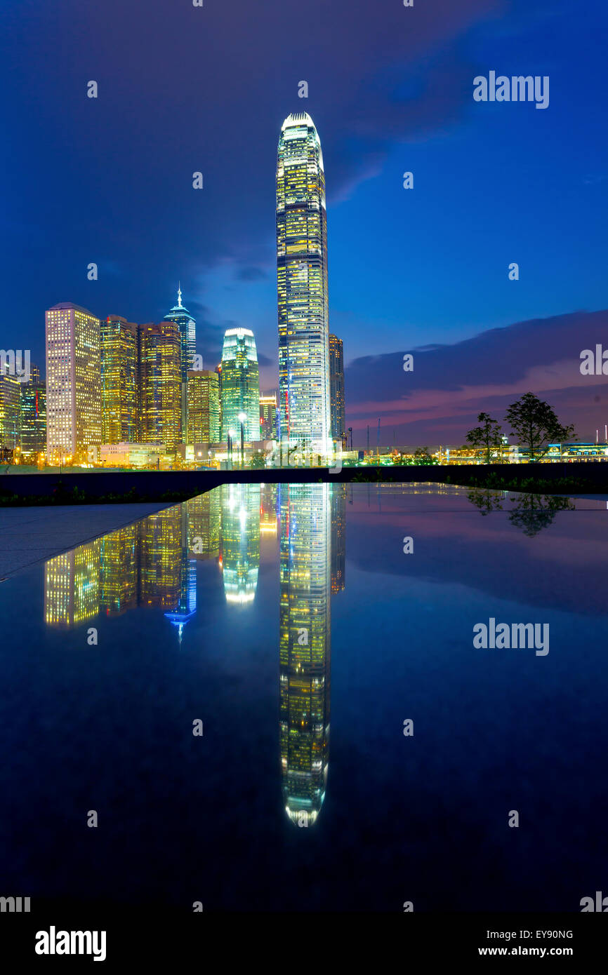 Hong Kong buildings at night Stock Photo - Alamy