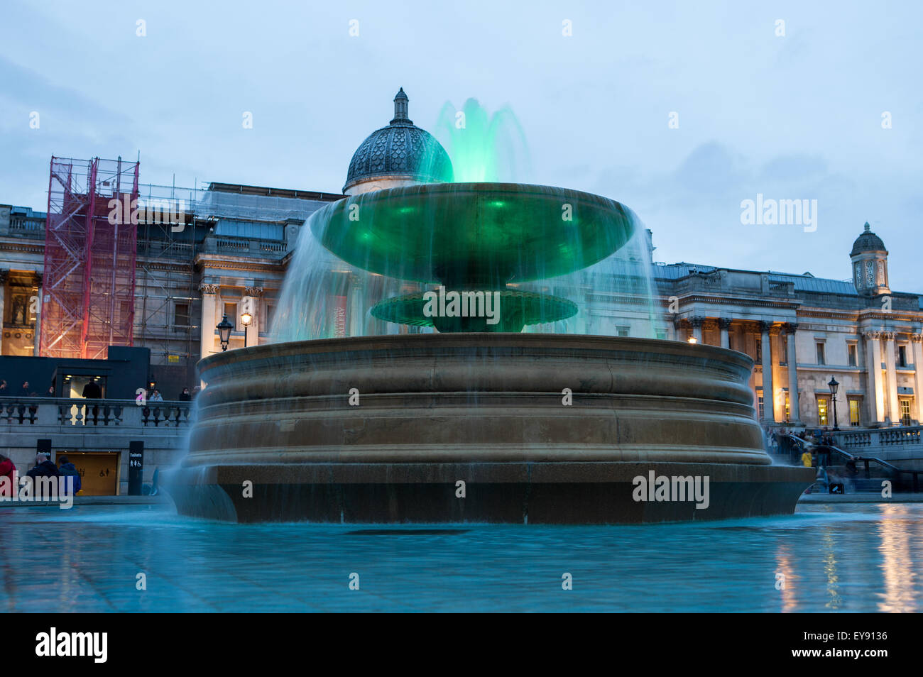 Fountain outside the London National Gallery. Stock Photo