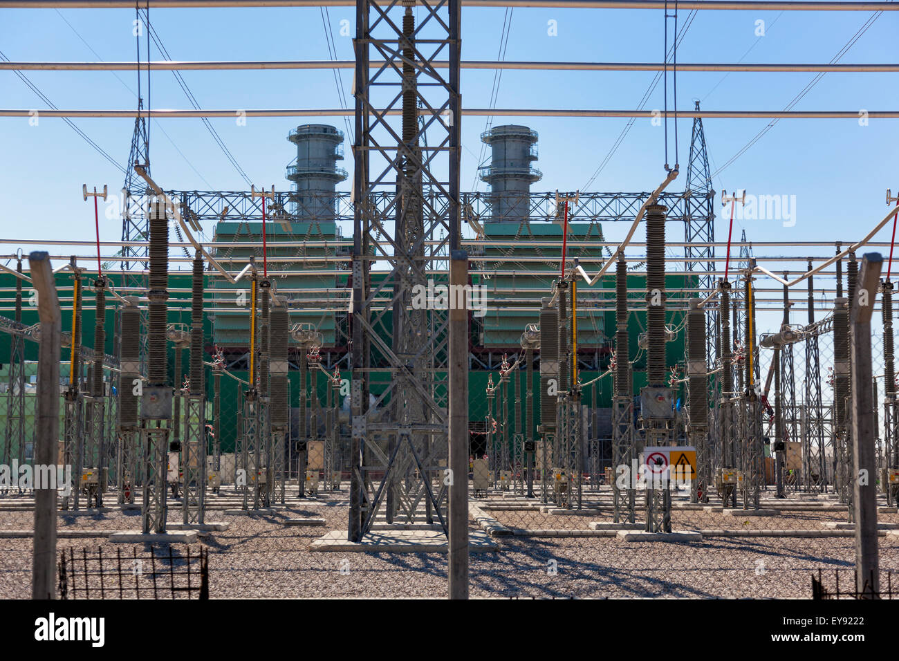 High voltage power plant outdoor switchyard Stock Photo Alamy