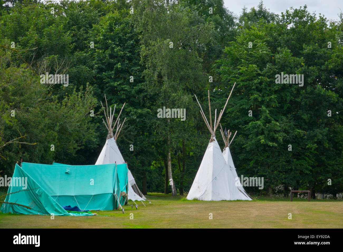 wigwams  teepees  tipis on campsite Stock Photo