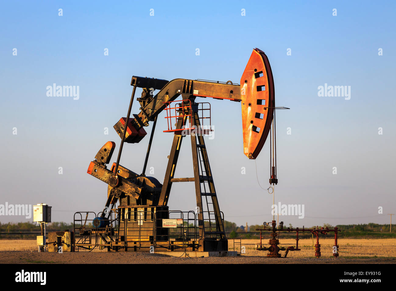 Oil well pump jack in the Bakken Oil Field, near Estevan; Saskatchewan