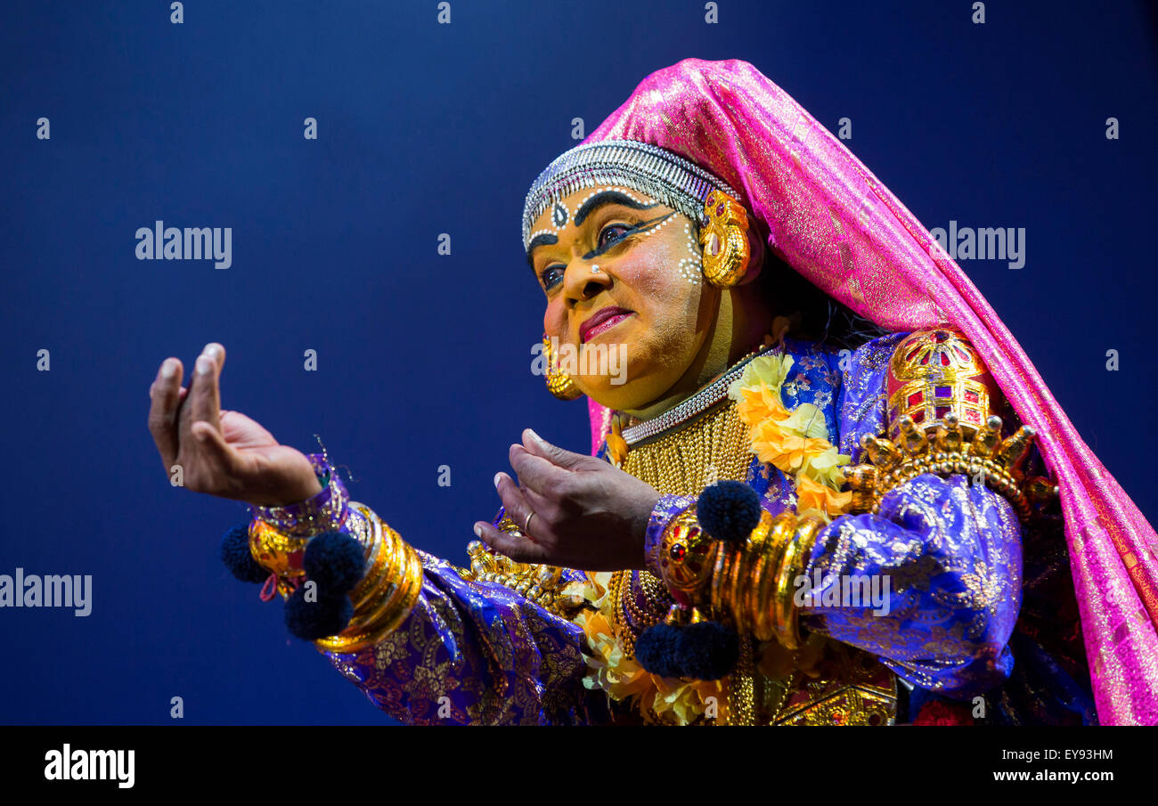 WOMAD Festival, Charlton Park, Wiltshire, UK. 24th July, 2015. Kala Chetena Kathakali Company perform on the Big Red Stage at WOMAD Festival held in Charlton Park, . 23 July 2015. Credit:  Adam Gasson/Alamy Live News Stock Photo