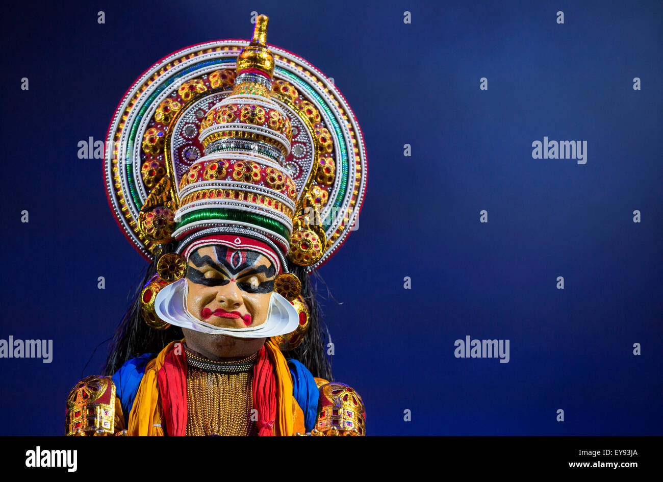 WOMAD Festival, Charlton Park, Wiltshire, UK. 24th July, 2015. Kala Chetena Kathakali Company perform on the Big Red Stage at WOMAD Festival held in Charlton Park, . 23 July 2015. Credit:  Adam Gasson/Alamy Live News Stock Photo