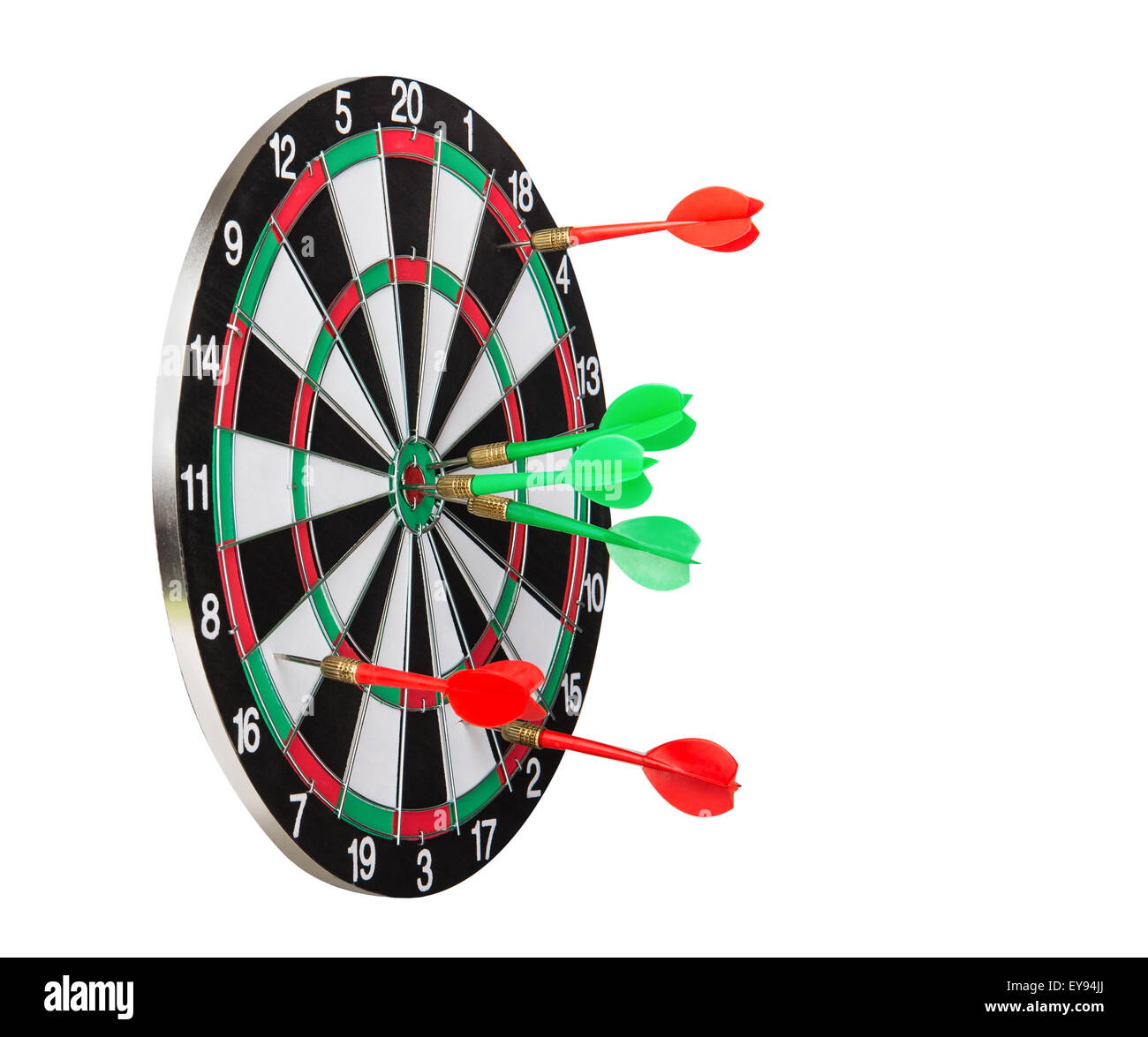 Dart board with the winner and the loser darts Stock Photo - Alamy