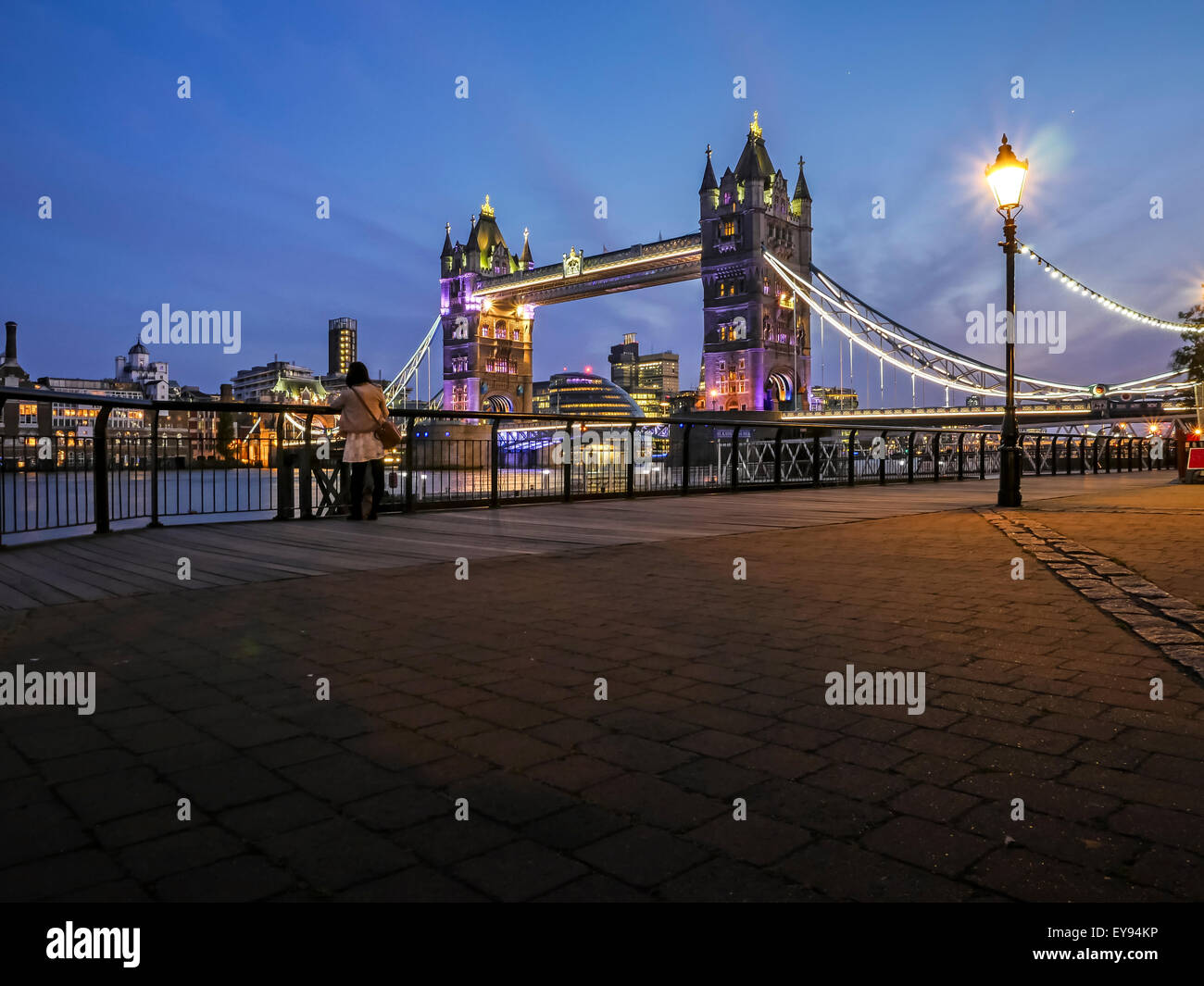 Rush hour in London, view to the Tower Bridge night, time lapse Stock Photo