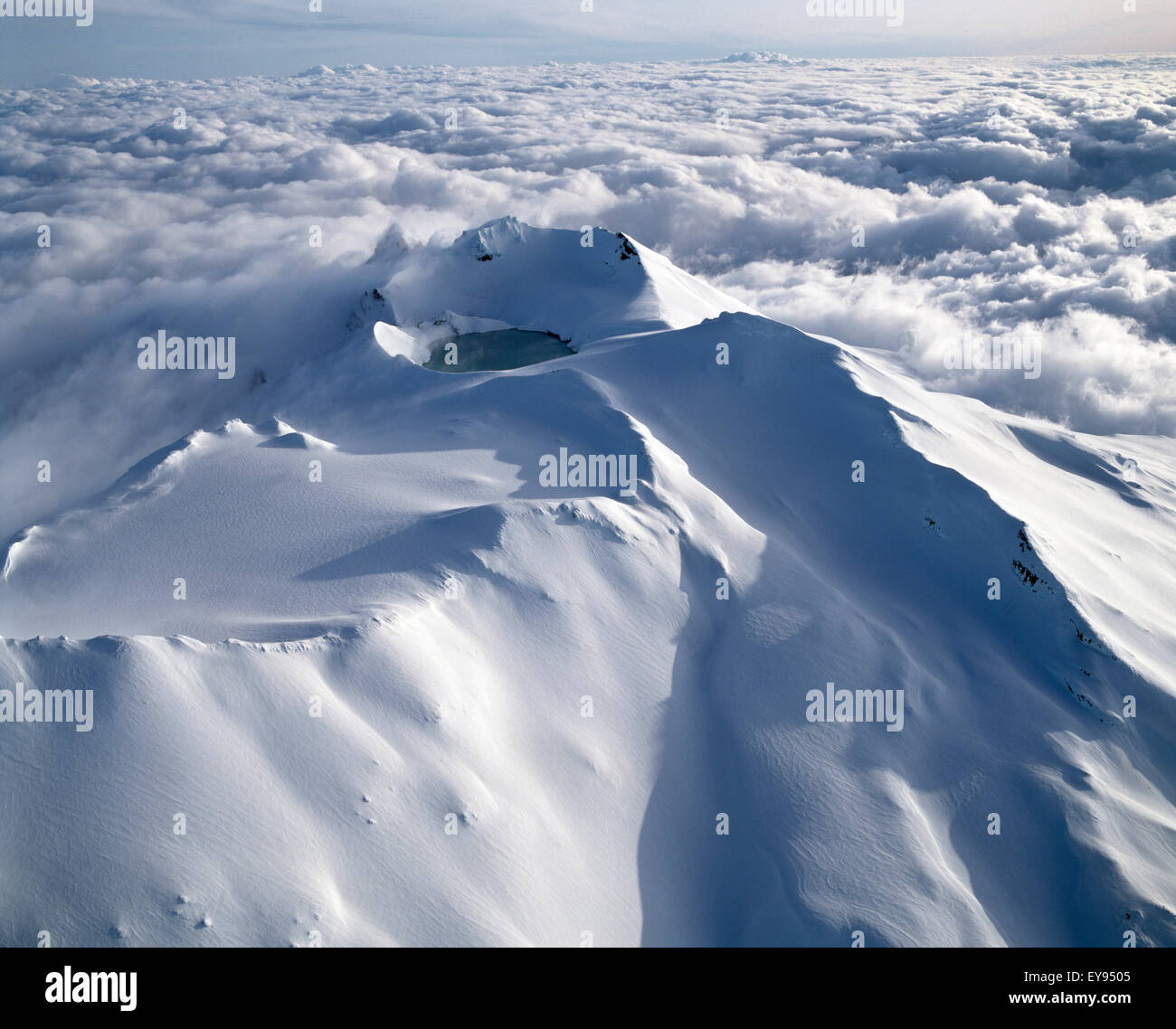 Tongariro National Park New Zealand Mount Ruapehu And Crater Snow Covered Stock Photo