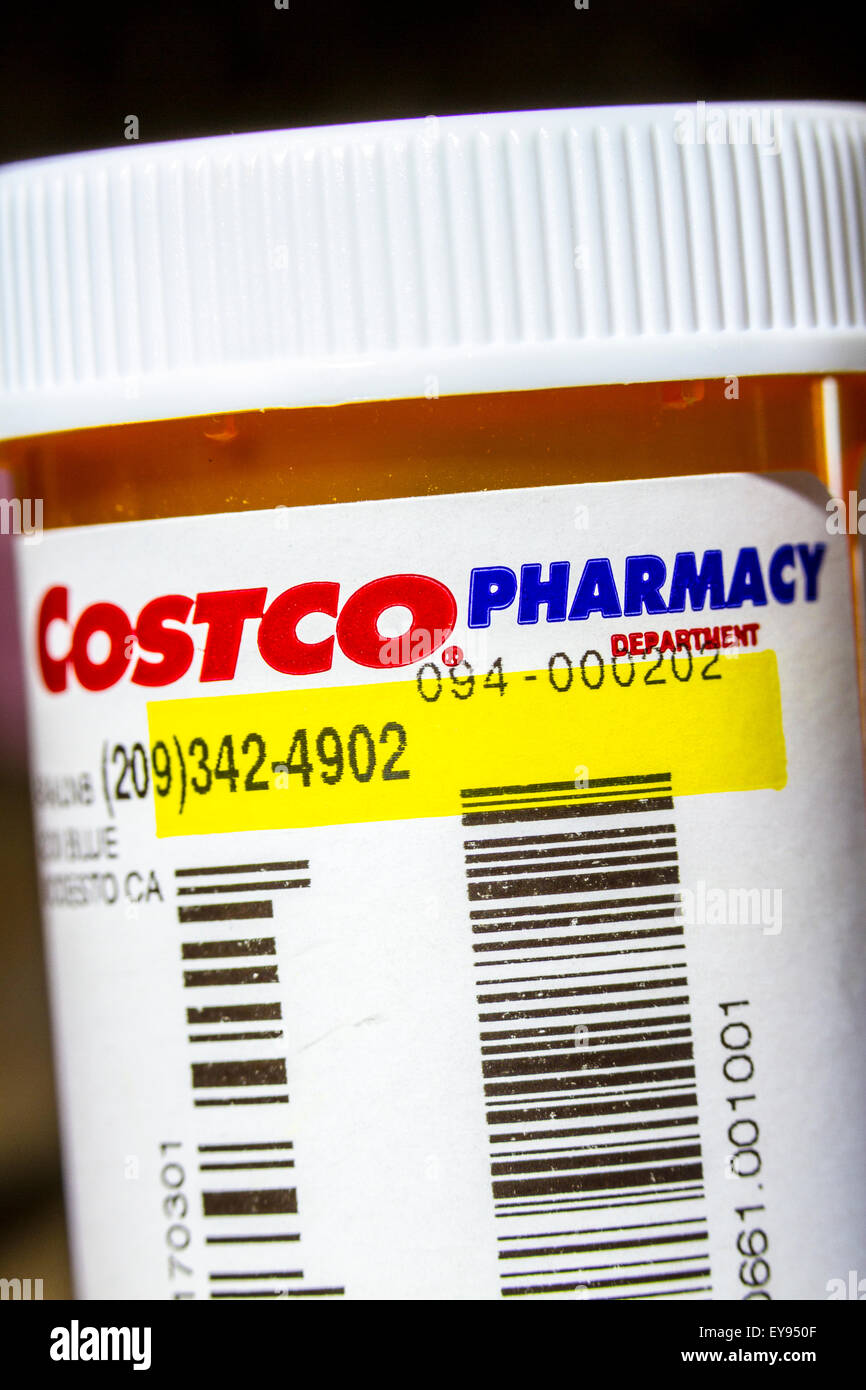 A Costco Pharmacy Prescription Label Stock Photo