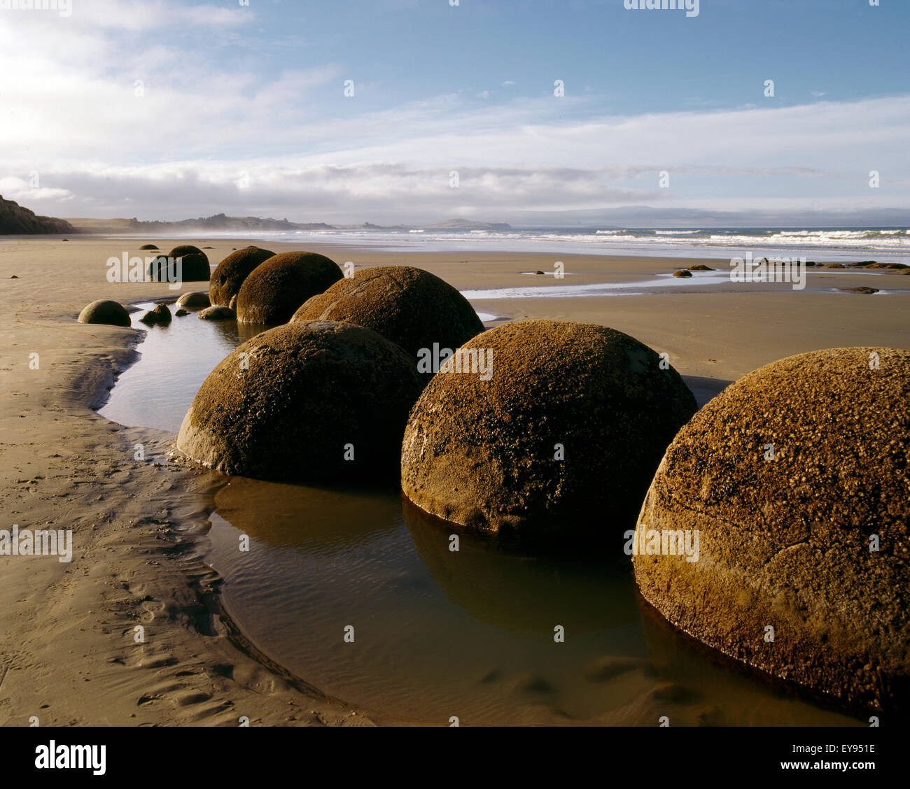 Otago New Zealand Moeraki Boulders Stock Photo