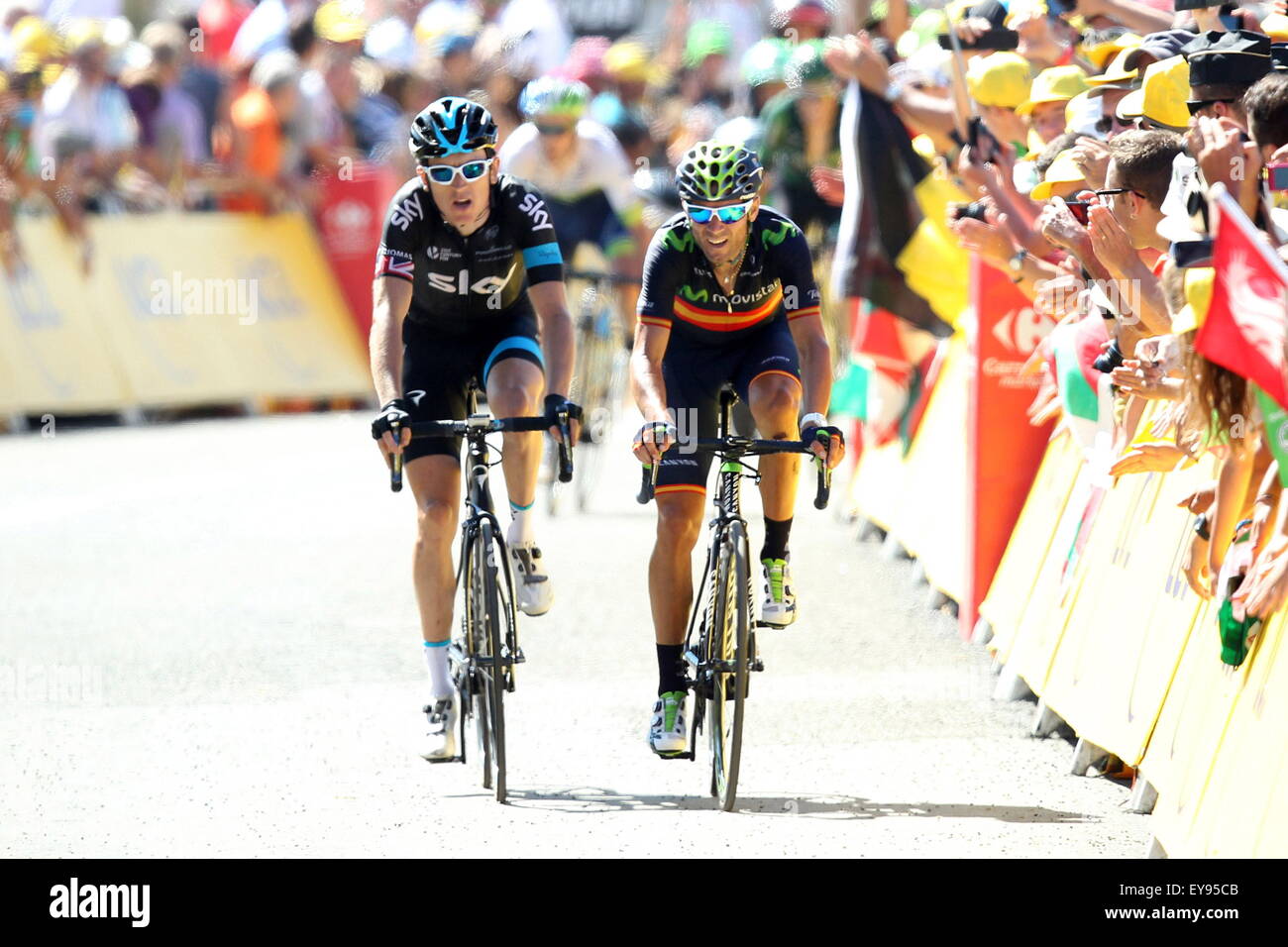 Alejandro Valverde Movistar Geraint Thomas Team Sky 14 07 15 Tour De France 15 Etape 10 Tarbes La Pierre Saint Martin Photo Blondeau Aop Press Icon Sport Local Caption Stock Photo Alamy