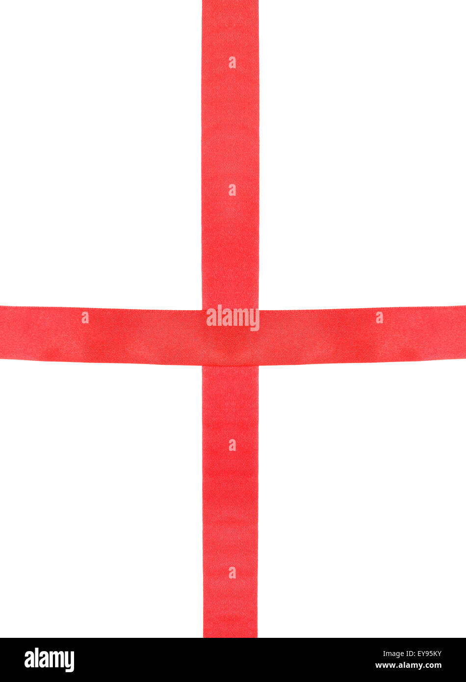 intersection of two red silk ribbons isolated on white background Stock ...