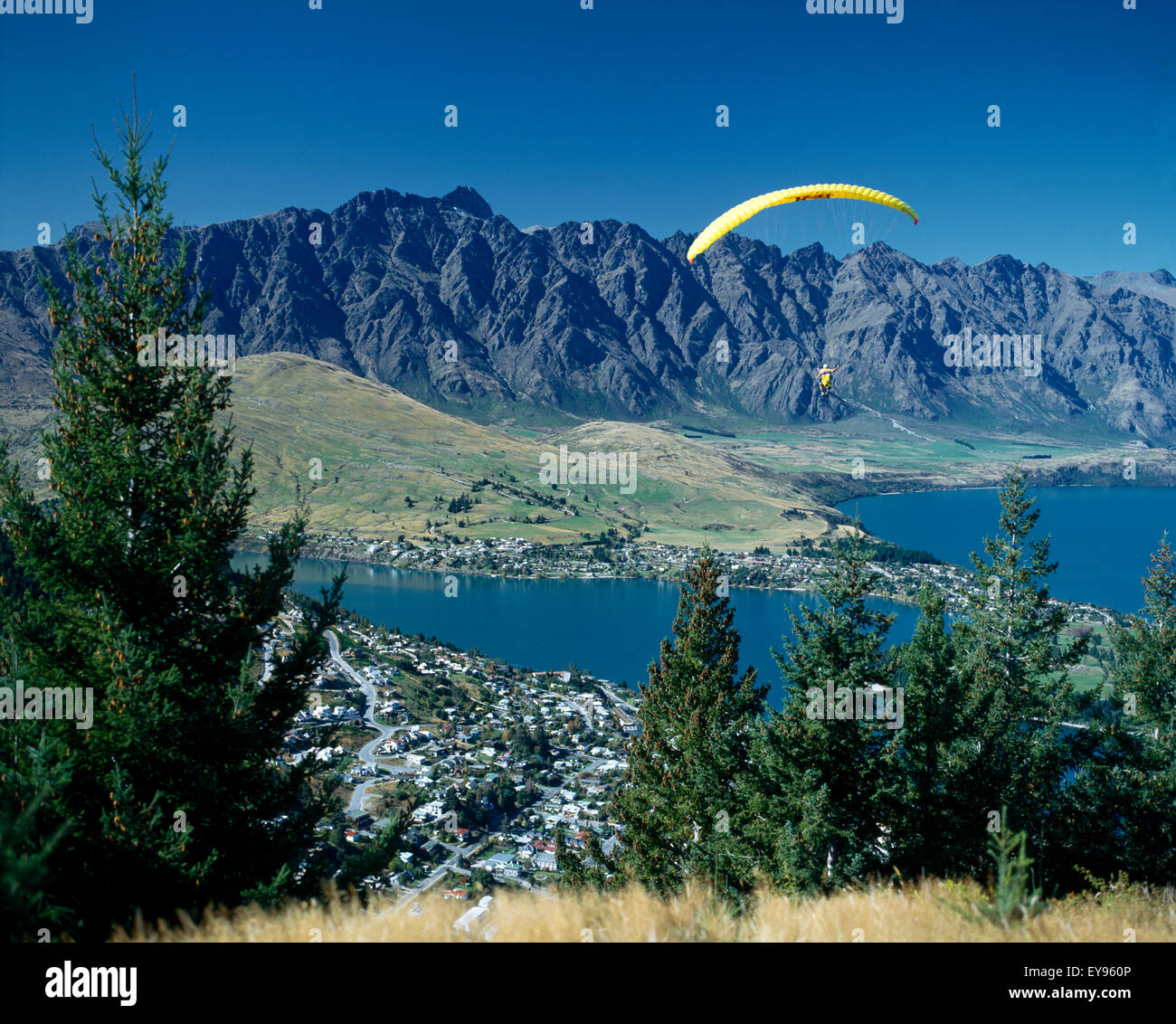 Queenstown New Zealand Parapent Paragliding Stock Photo