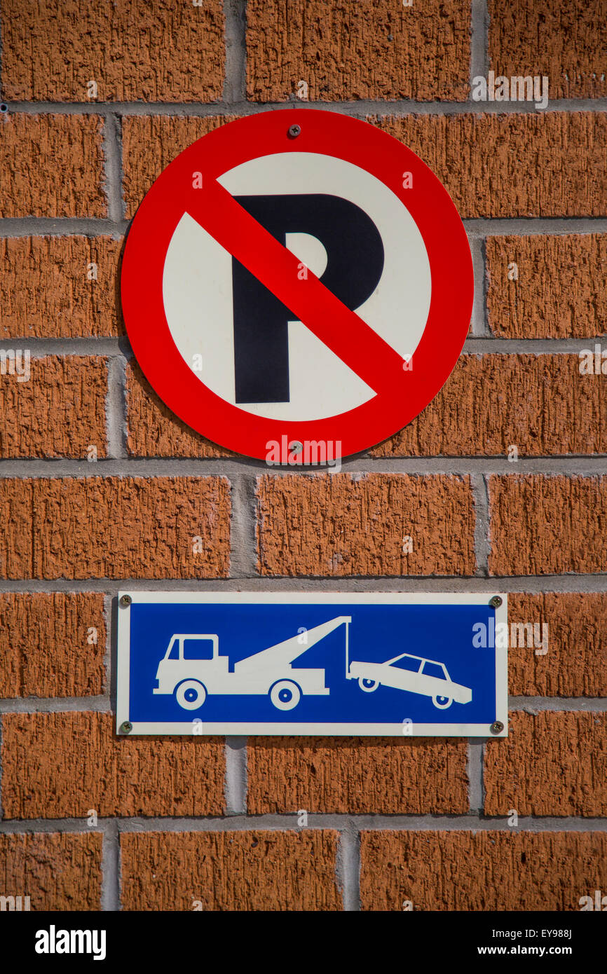No parking sign on the street Stock Photo