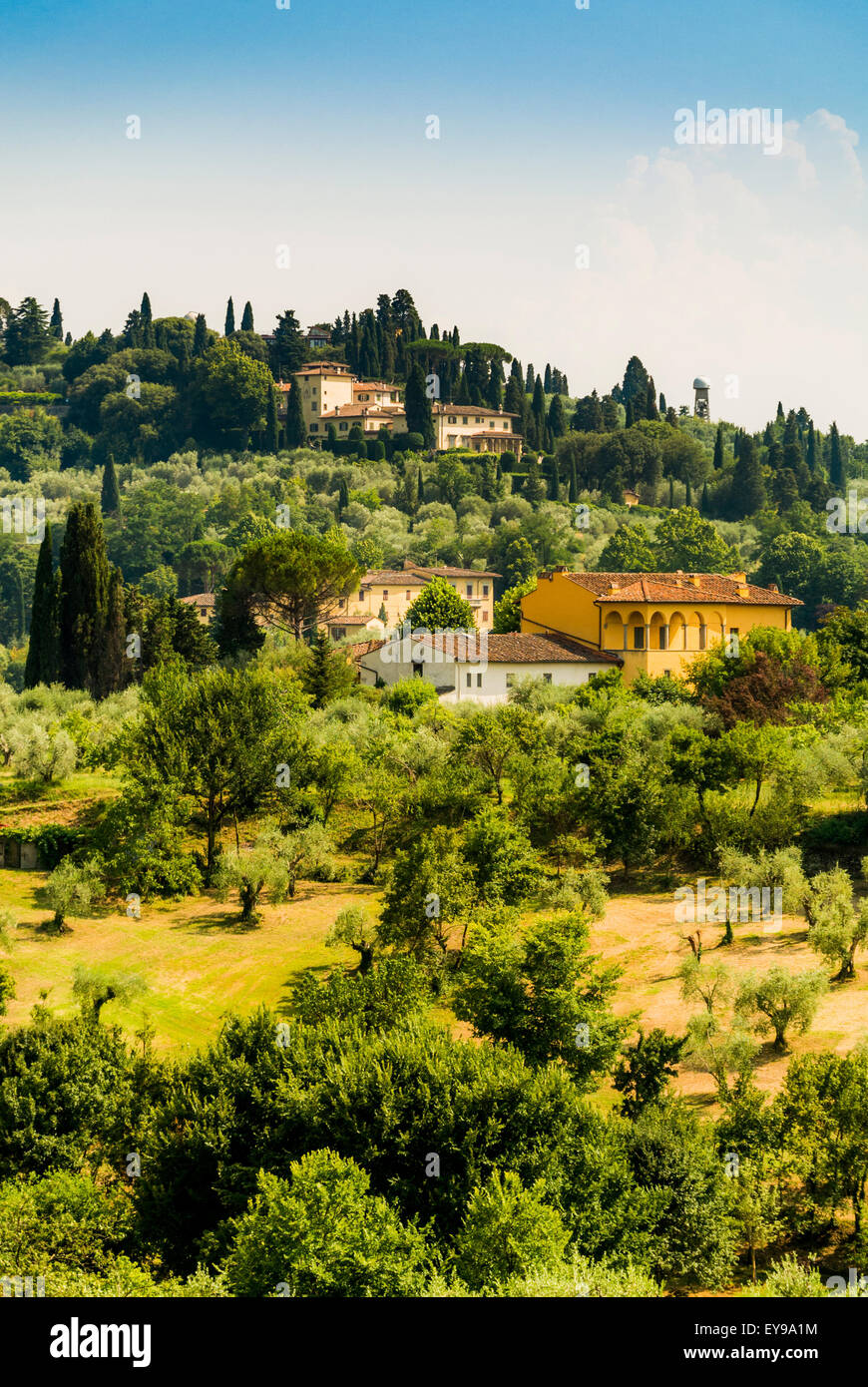 Hillside houses on the outskirts of Florence. Tuscany, Italy. Stock Photo