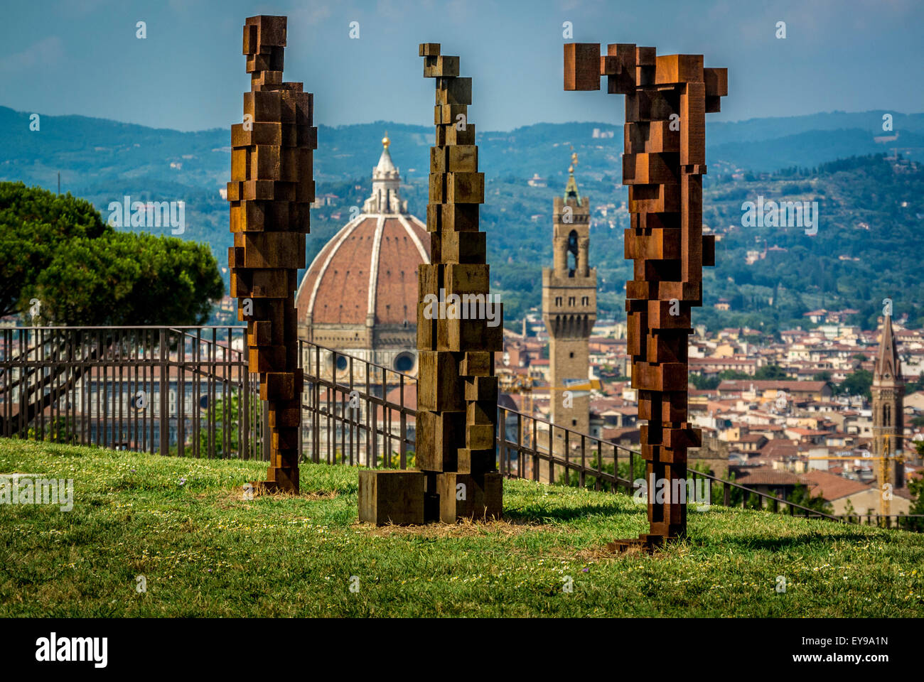 Antony Gormley  HUMAN sculpture exhibition at  Forte di Belvedere, Florence, Italy Stock Photo