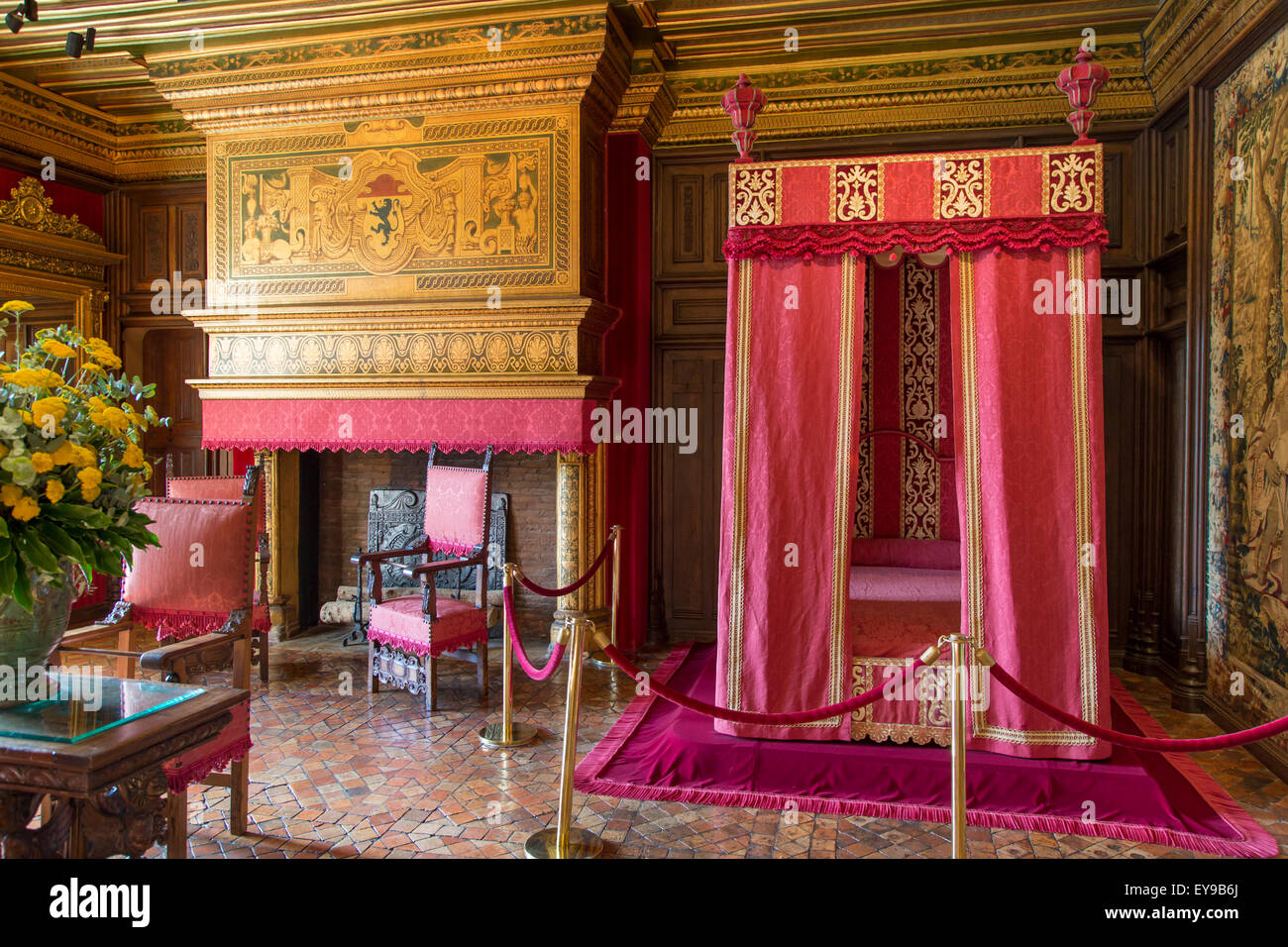 Cesar of Vendome's bedroom at Chateau de Chenonceau, Indre-et-Loire, Centre, France Stock Photo