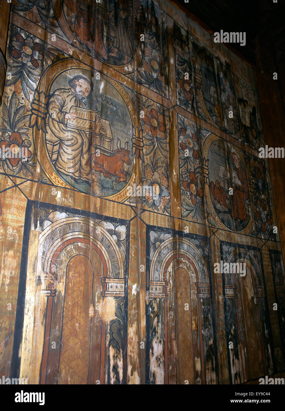Oslo Norway Norwegian Folk Museum Interior Of Stave Church Stock Photo ...