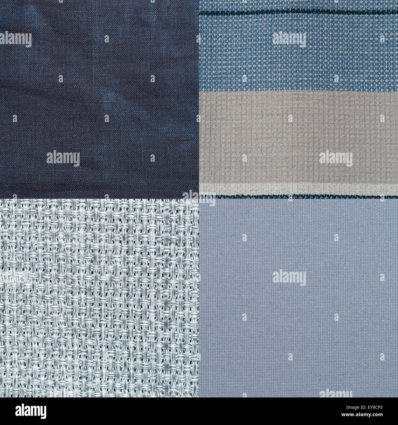 Set of blue fabric samples, texture background Stock Photo - Alamy