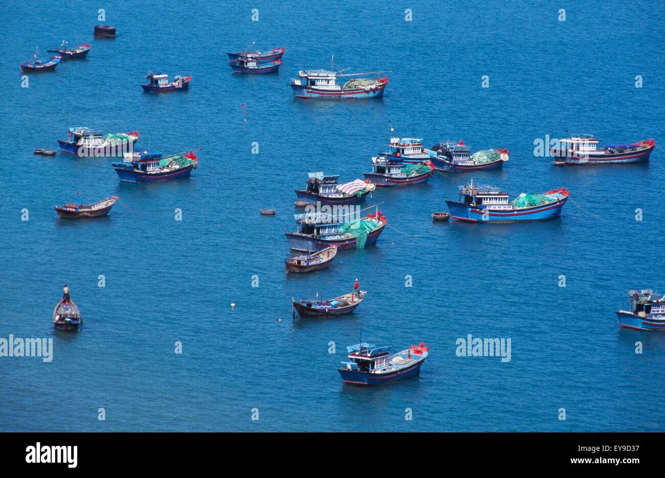 Aerial View Of Fishing Boats Stock Photo - Alamy