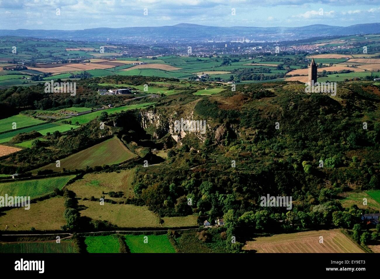 Panoramic View Of A Landscape, Scrabo Tower, Strangford Lough, Ards Peninsula, County Down, Northern Ireland Stock Photo