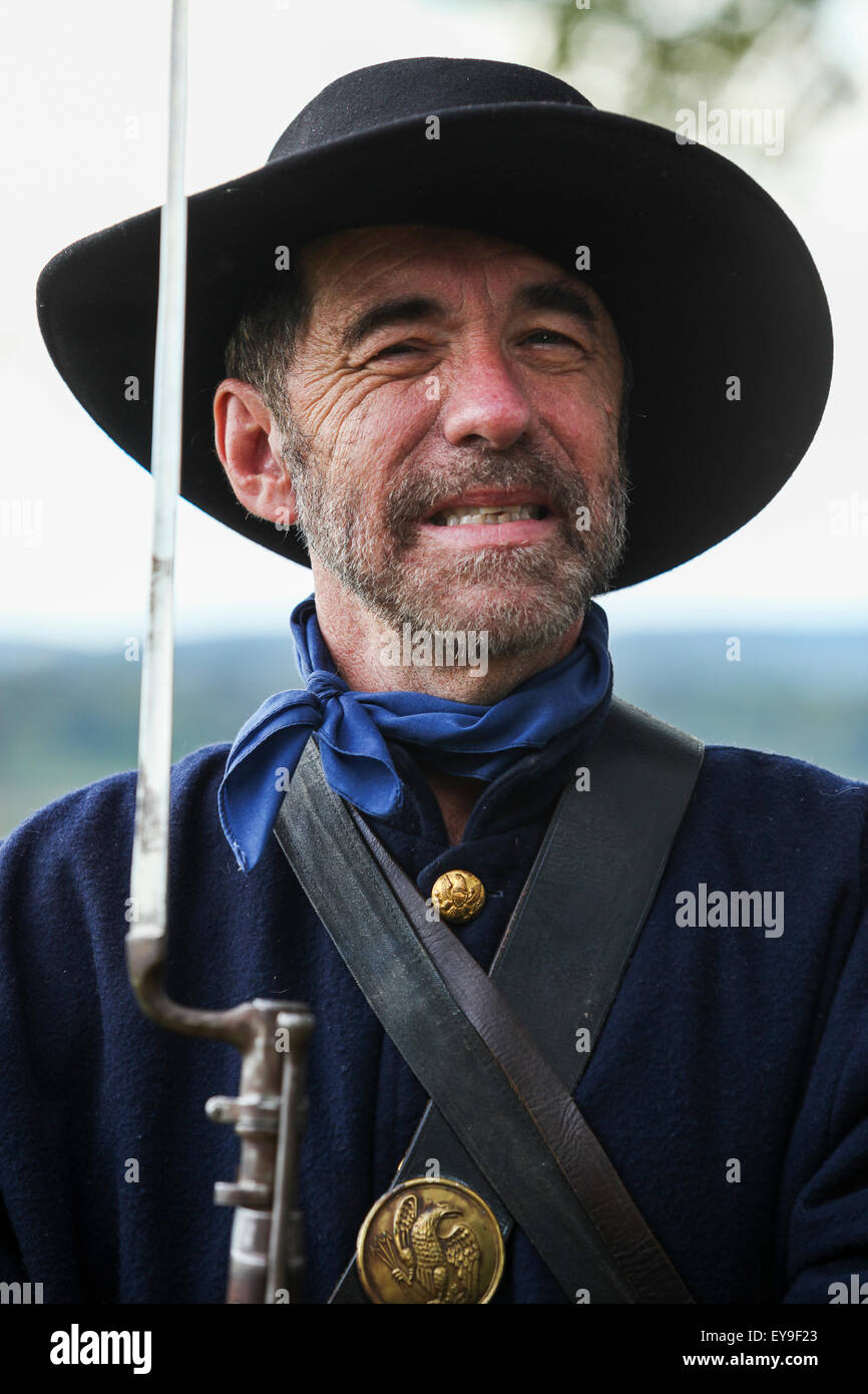 Portrait of an American Civil War union re-enactor; United States of America Stock Photo