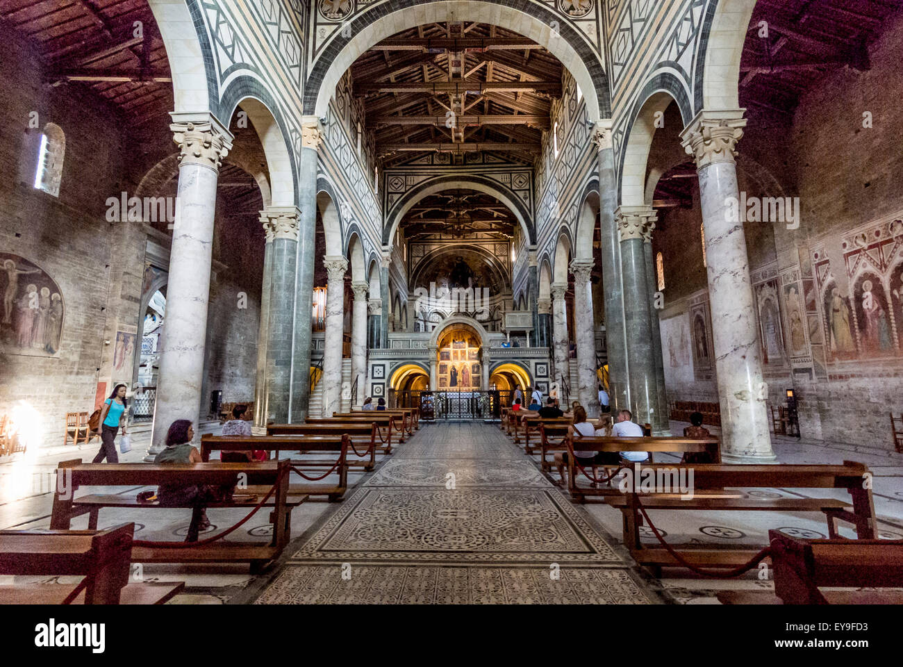 Interior of San Miniato al Monte 11th century church and monastery  Florence, Italy. Stock Photo