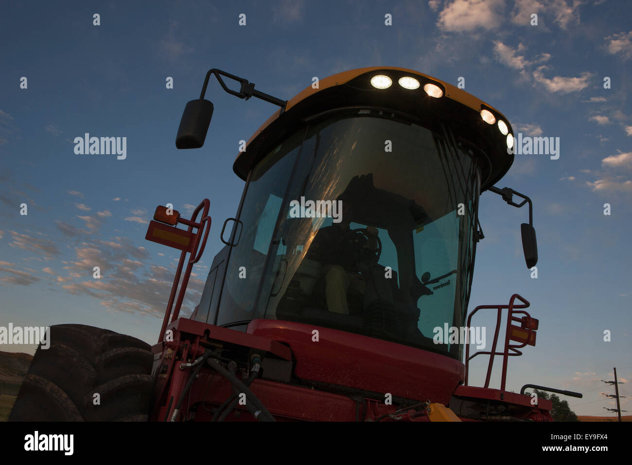 LED lighting on New Holland H8060 self propelled mower; Preston, Idaho