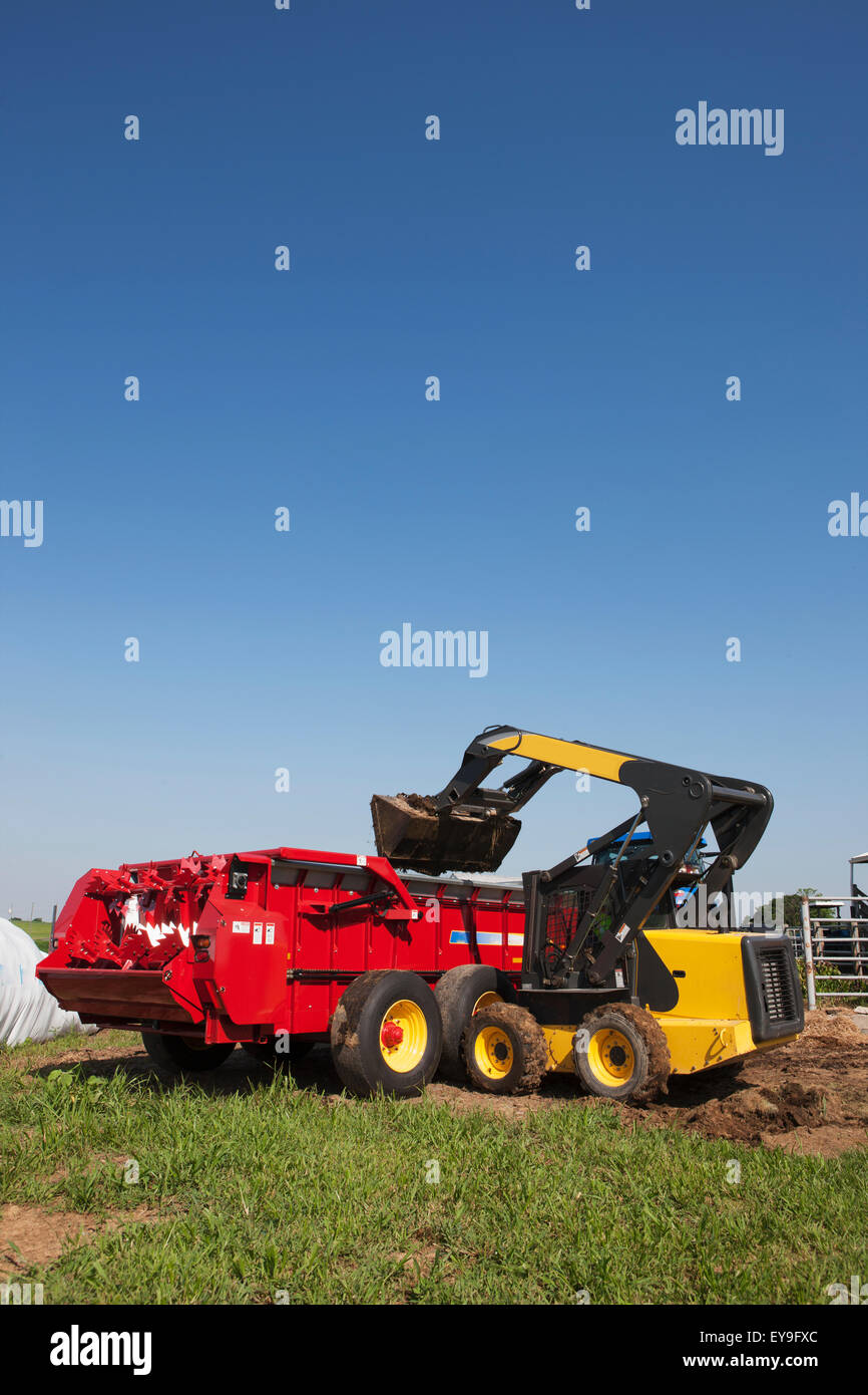 USA,Manure,Skid Steer Loader,box spreader Stock Photo Alamy