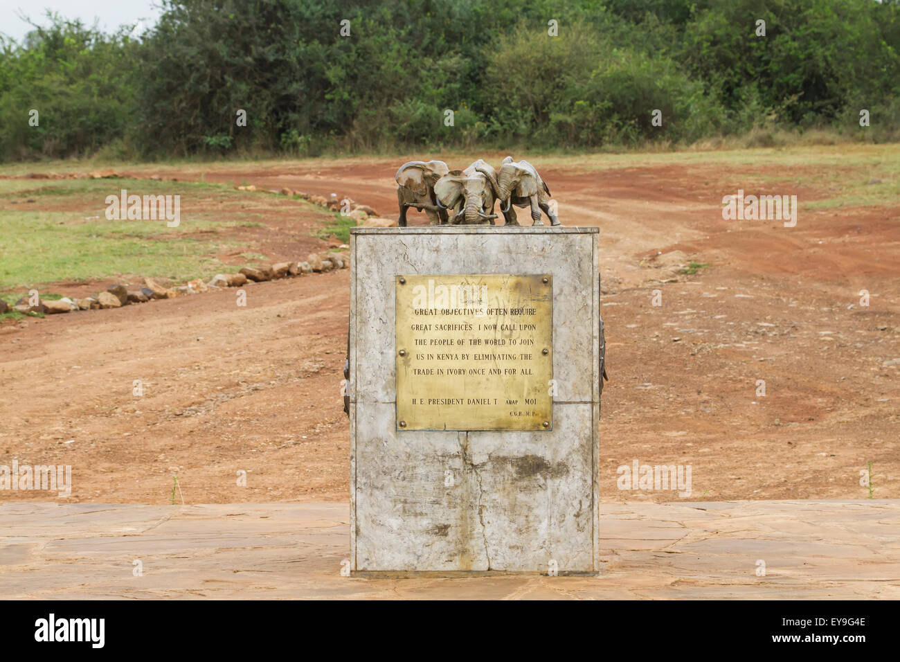 Historical ivory burning site, Nairobi National Park; Kenya Stock Photo