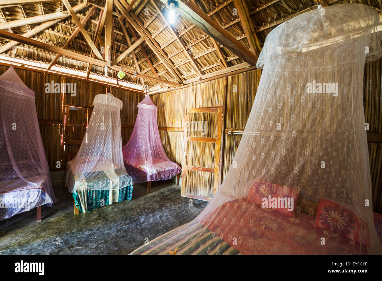 Interior of beach bungalows; Osoalata, Baucau, East Timor Stock Photo