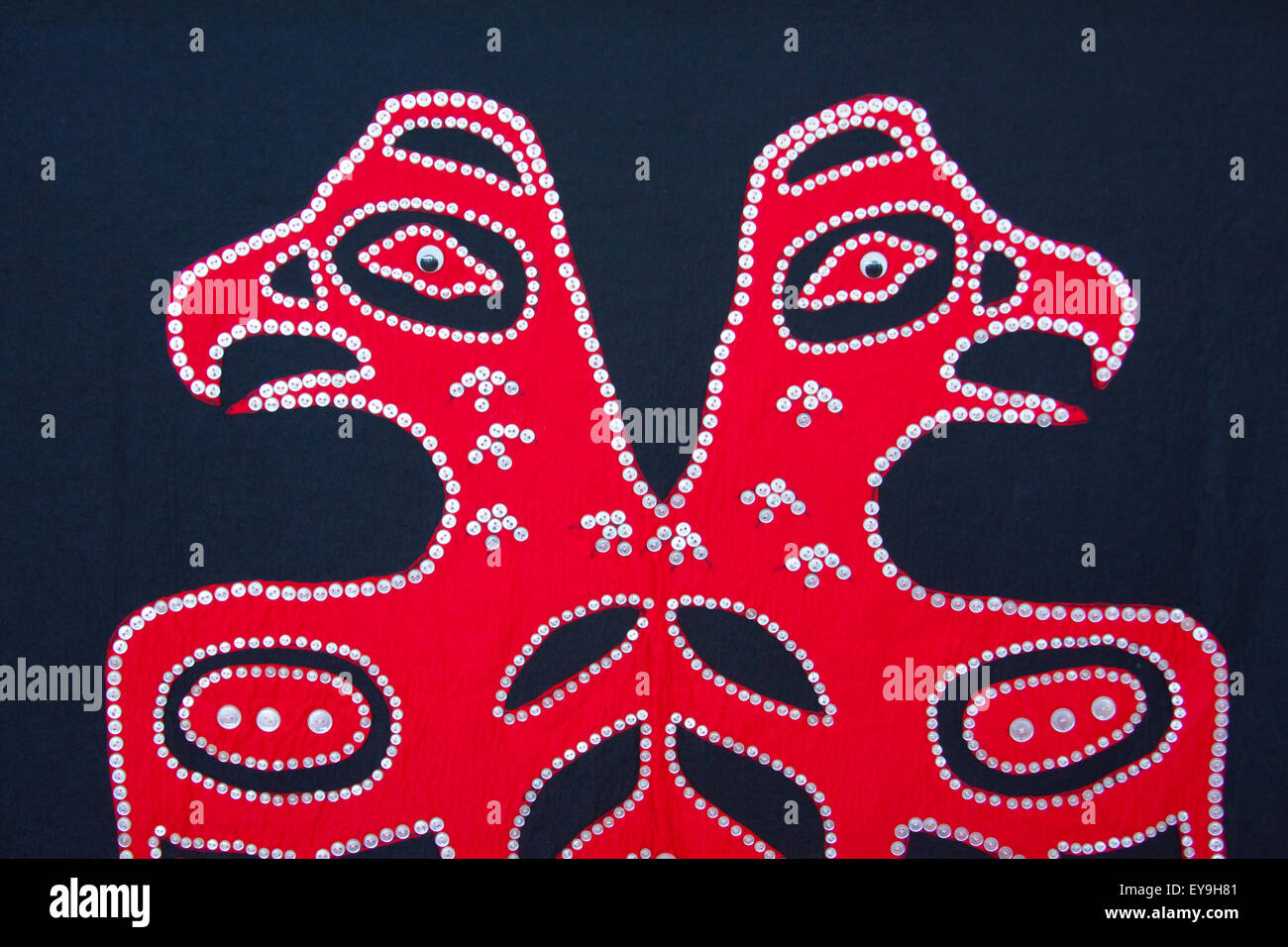 International Folk Art Market held annually in Santa Fe, New Mexico, USA  July 11, 2015, Haida Gwaai eagle weaving Canada native Stock Photo