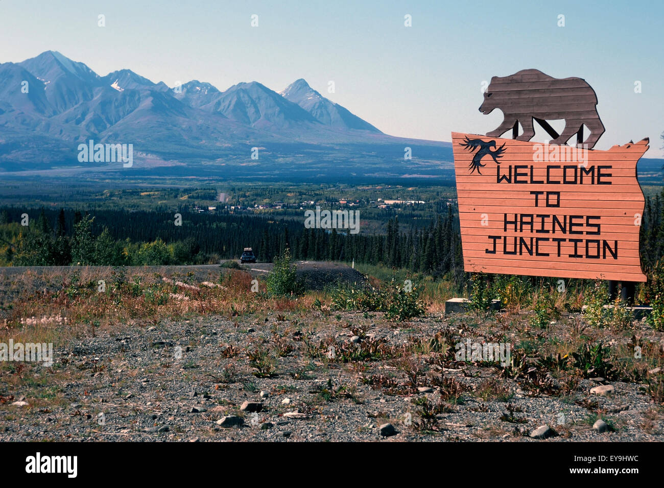 To Haines Junction Sign Yukon Territory Canada Scenic Stock Photo Alamy