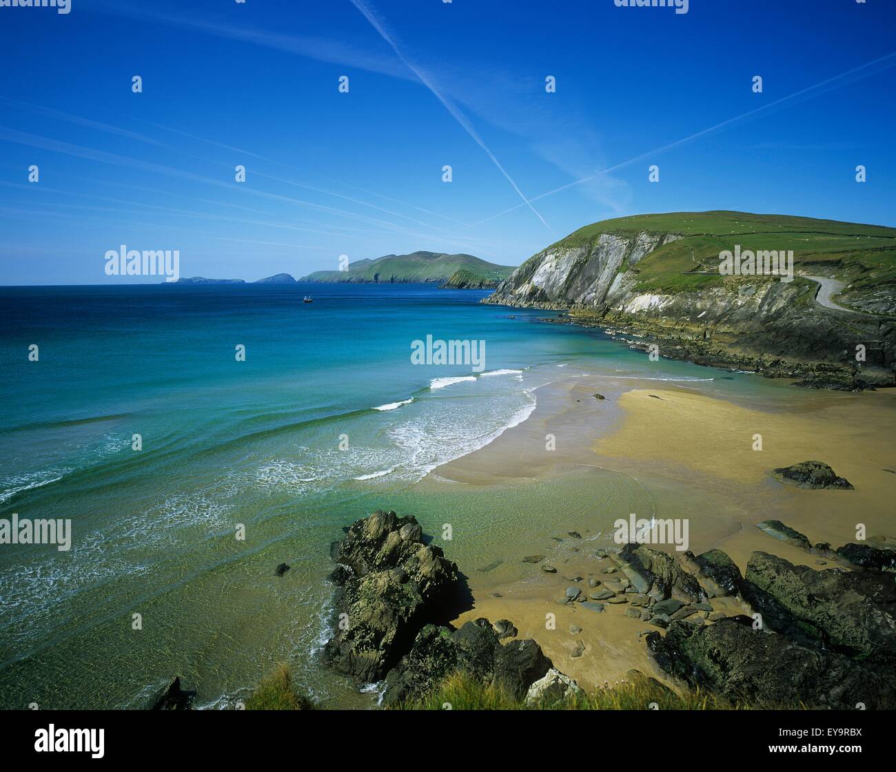 High Angle View Of Rocks On The Beach, Coumeenoole Beach, Slea Head, Dingle Peninsula, County Kerry, Republic Of Ireland Stock Photo
