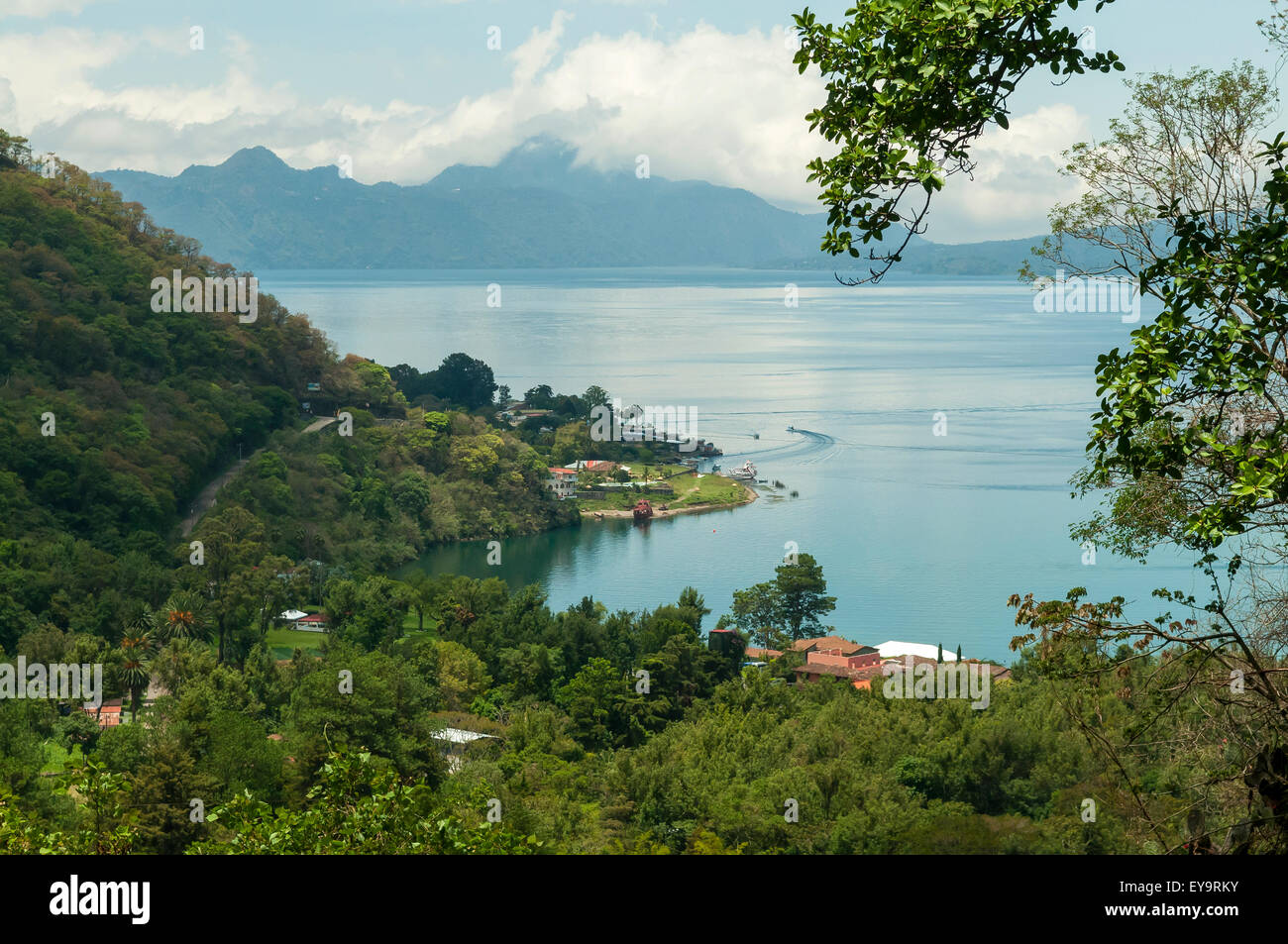 Lake Atitlan from above Panajachel, Guatemala Stock Photo