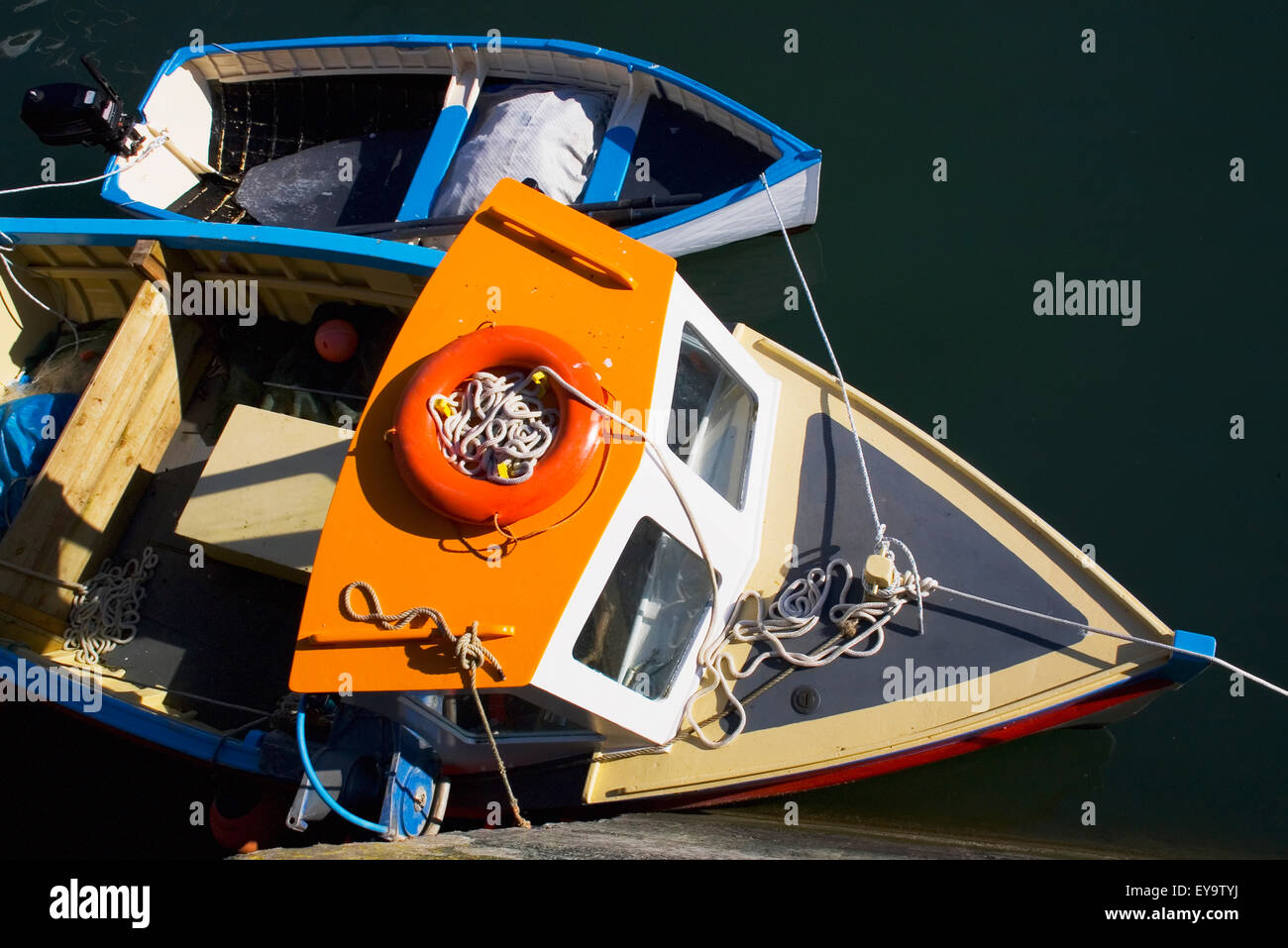 Two Boats Moored In Harbour, Aerial View Stock Photo - Alamy