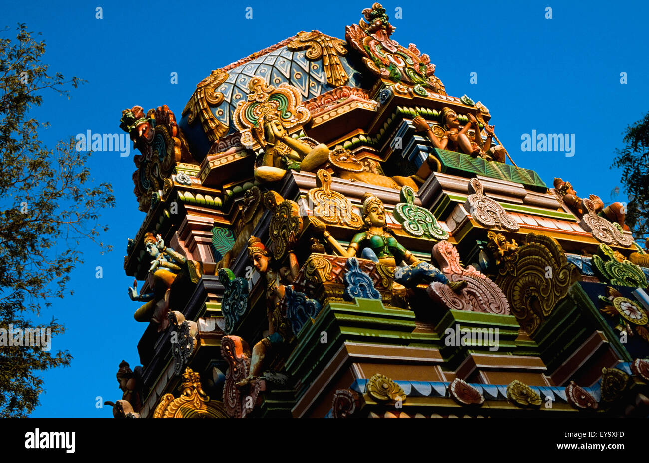 Colourful Temple Ornamentation, Close -Up Stock Photo